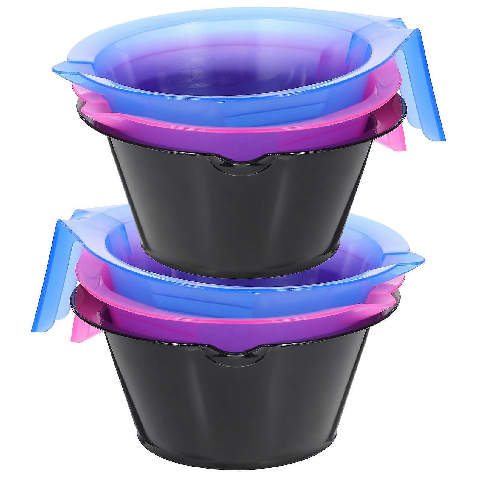 6pcs Transparent Hair Dye Bowls with Scale, Durable ABS Material Triangular Bottom Mixing Bowls for Salon Highlights and Hair Coloring