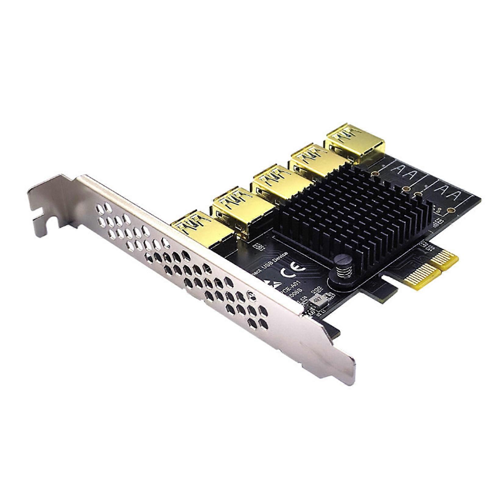 PCI-e 1 to PCIE PCI-express 5 Adapter 1X to 16X Extender Riser Card 1 to 5 USB3.0 Multiplier Card for Computer Mining