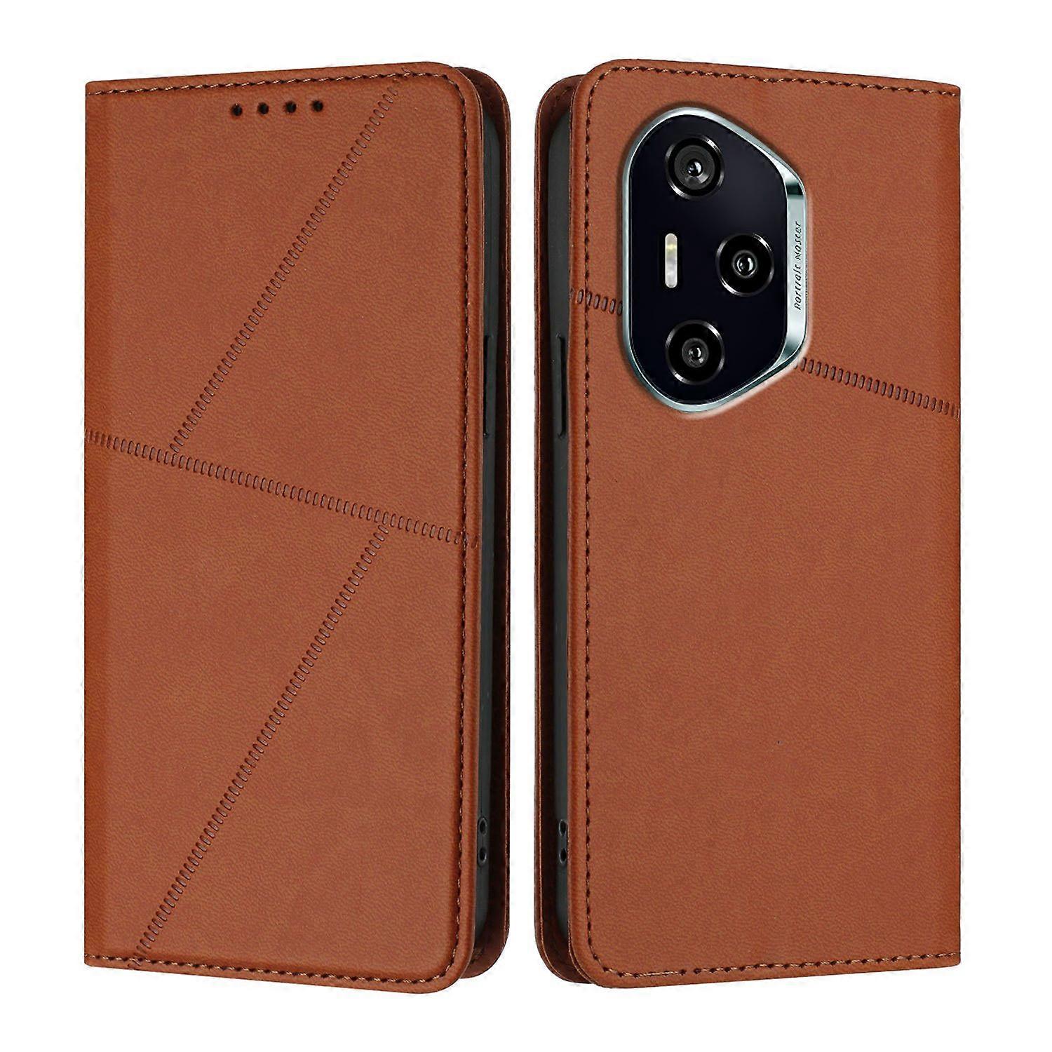 For Honor 400 5G (Global) Étui portefeuille Fermeture magnétique Étui de téléphone à clapet en cuir avec support - Café