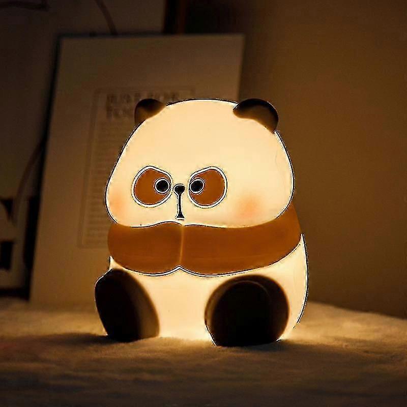 Cute Panda Led Night Light, Rechargeable Cartoon Silicone Bedroom Light, Touch Sensor Timing Bedside Lamp For Kids Gift