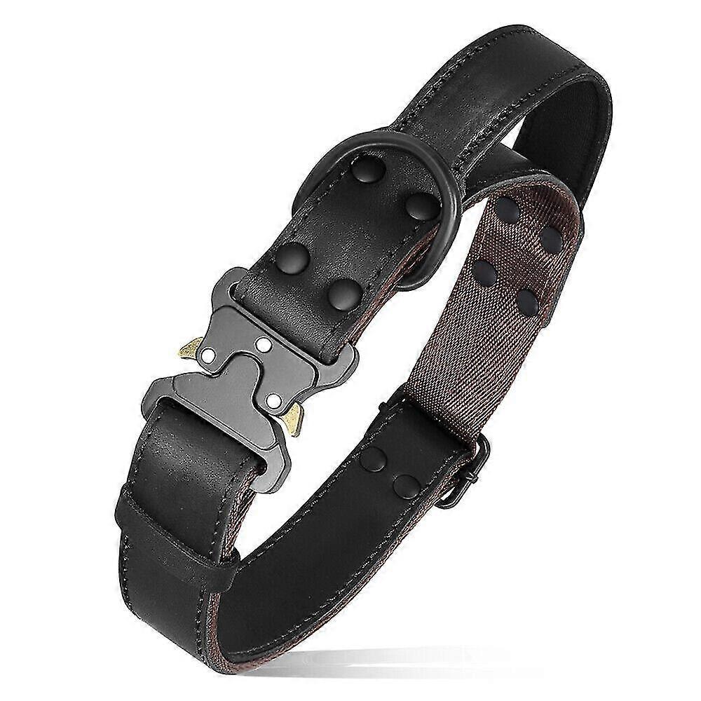 Adjustable Leather Dog Collar with Handle for Training & Walking - Durable & Stylish
