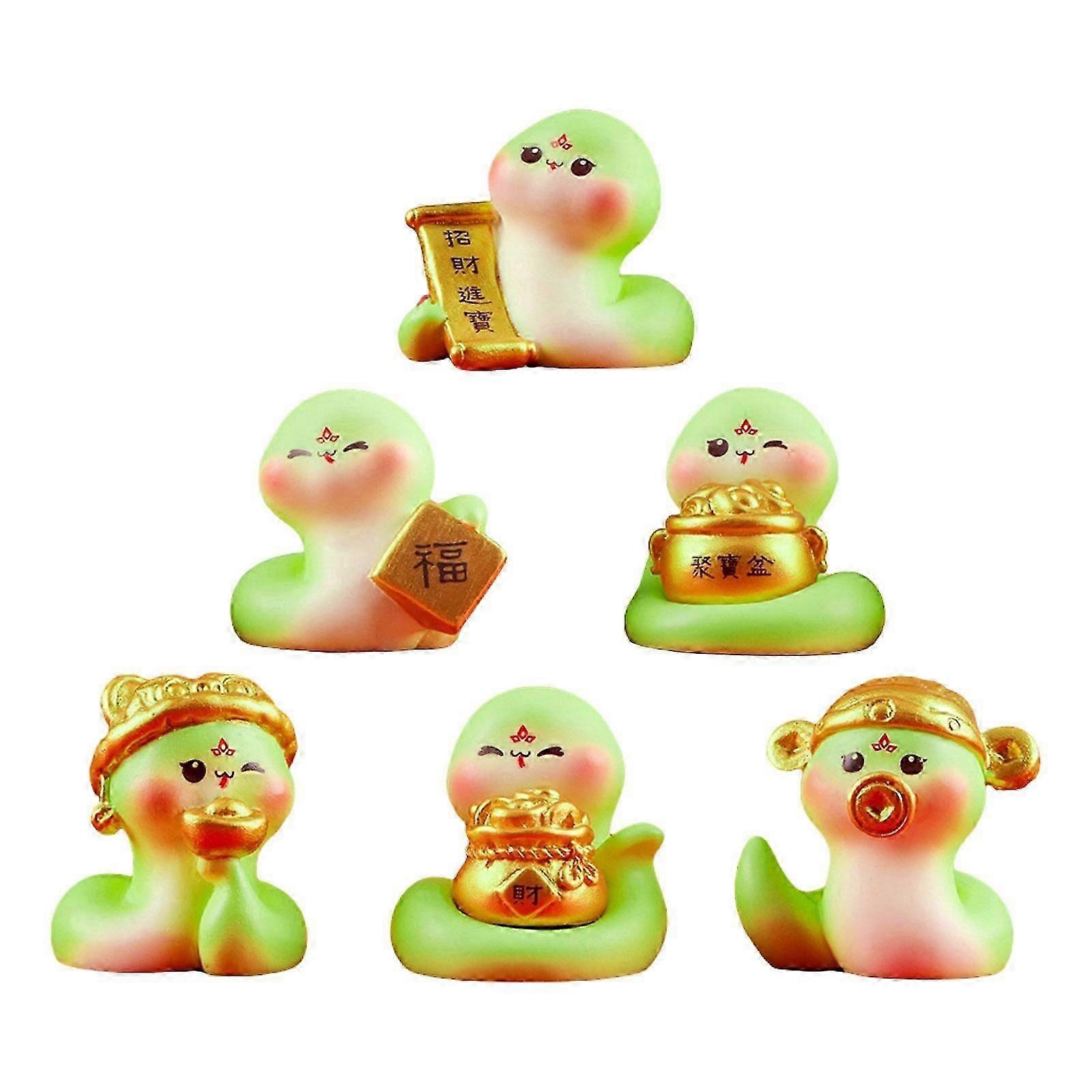 6 Pieces Miniature Snake Figurines Resin for New Year Shelf Spring Festival