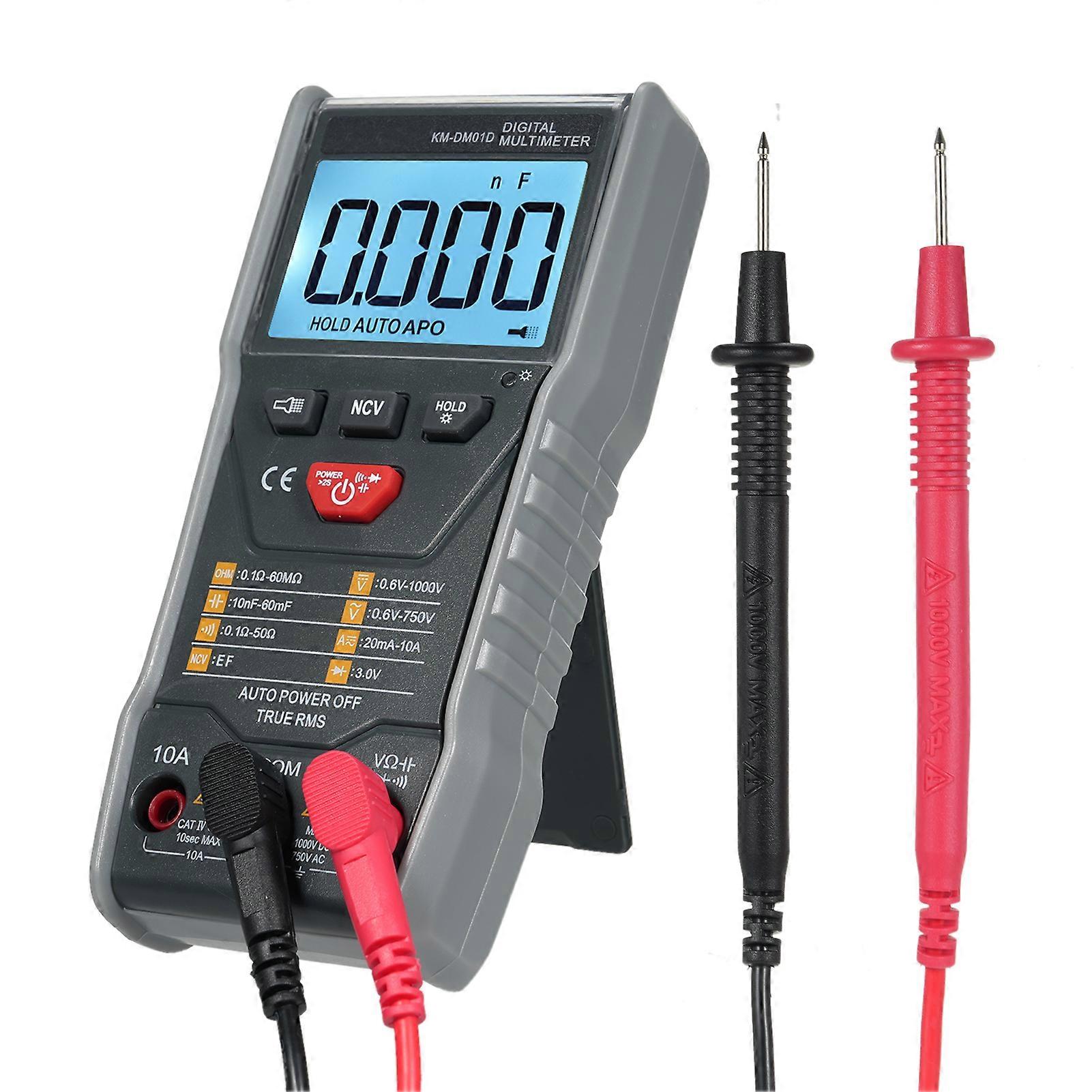 KM-DM01D Smart Digital Multimeter Auto Range 6000 Counts NCV Universal Meter Handheld Multifunctional Tester Voltmeter Ammeter with LCD Backlight AC/