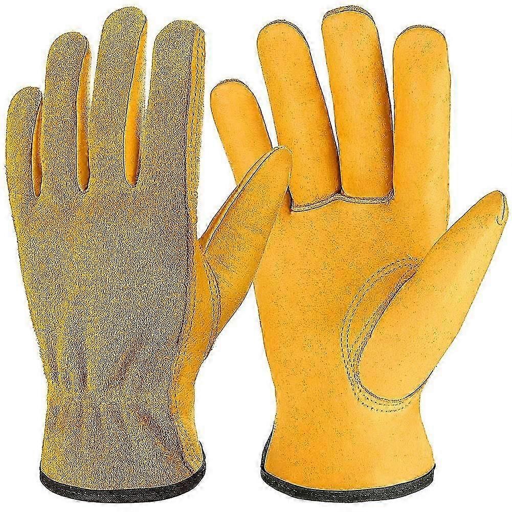 قفازات البستنة قفازات عمل جلد البقر ، قفازات عمل جلدية قابلة للتنفس ومرنة للرجال والنساء ، قفازات تزوير شديدة التحمل للبستنة