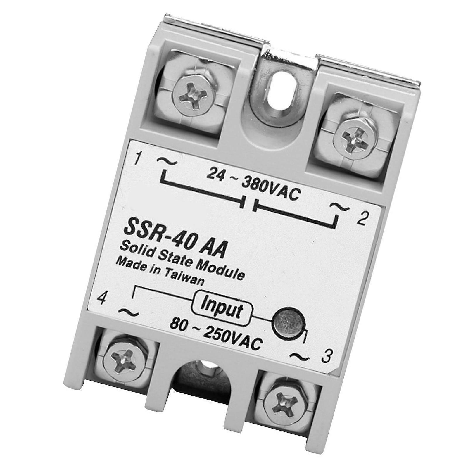 Solid State Relay Module AC to AC Single Phase Relay Switch 80‑ Input 24‑380V Output SSR‑40AA