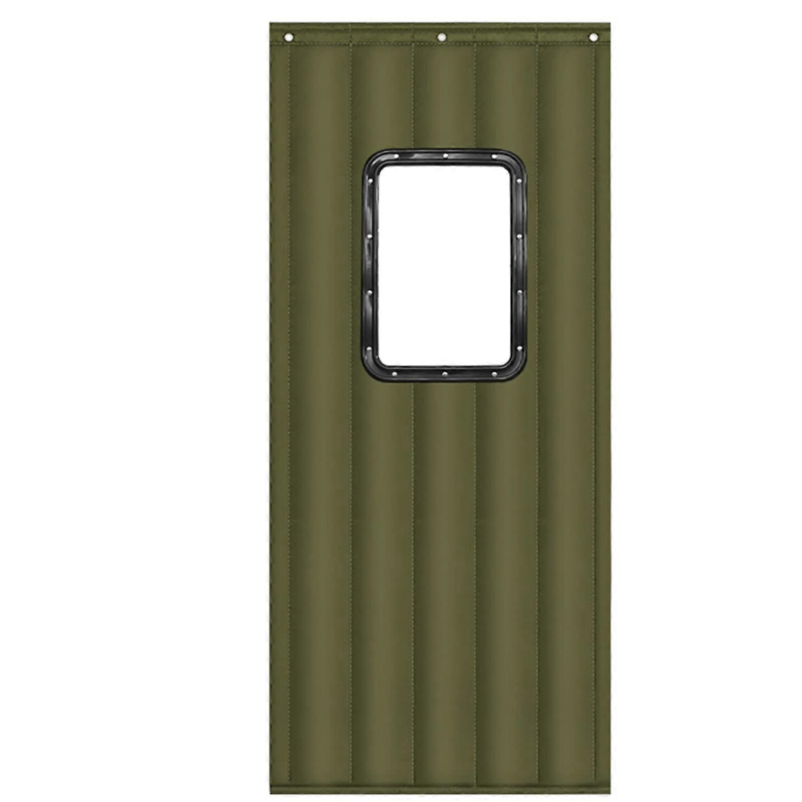 Insulated Door Curtain with Window, Windproof, (36x96in D)