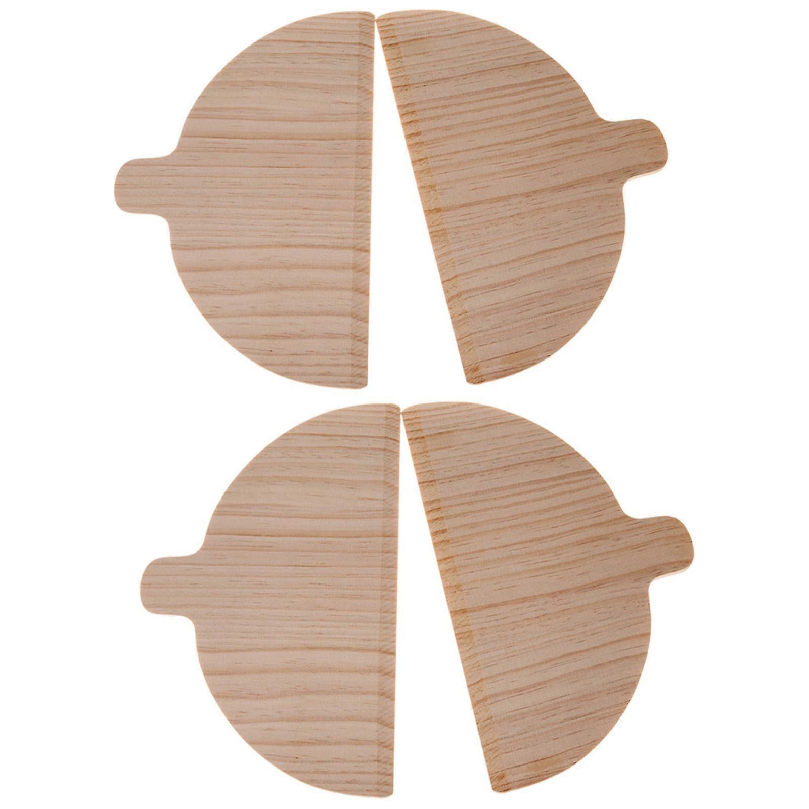 4-Piece Wooden Half Round Pizza Peel Set - Ideal for Baking Bread and Pastries in Home Kitchens or Bakeries