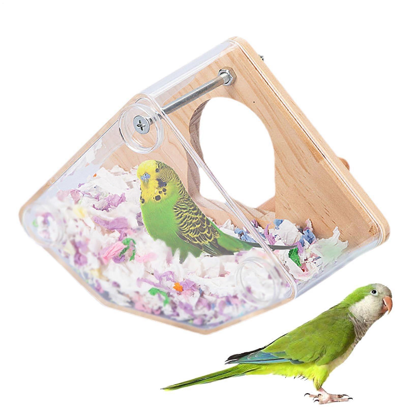 Cockatiel Nesting Box Natural Wood Breeding Box For Birds Easy To Clean Transparent Nest Box