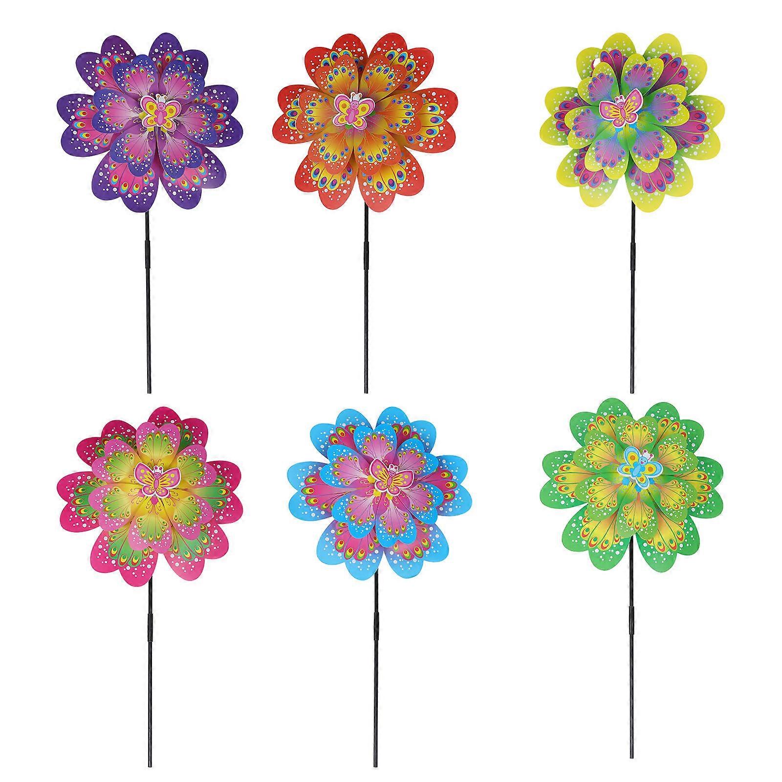 Mini Wind Mill Toy Plastic Pinwheel Garden Decoration Assorted Color 70x36x5cm Decorative 6Pcs