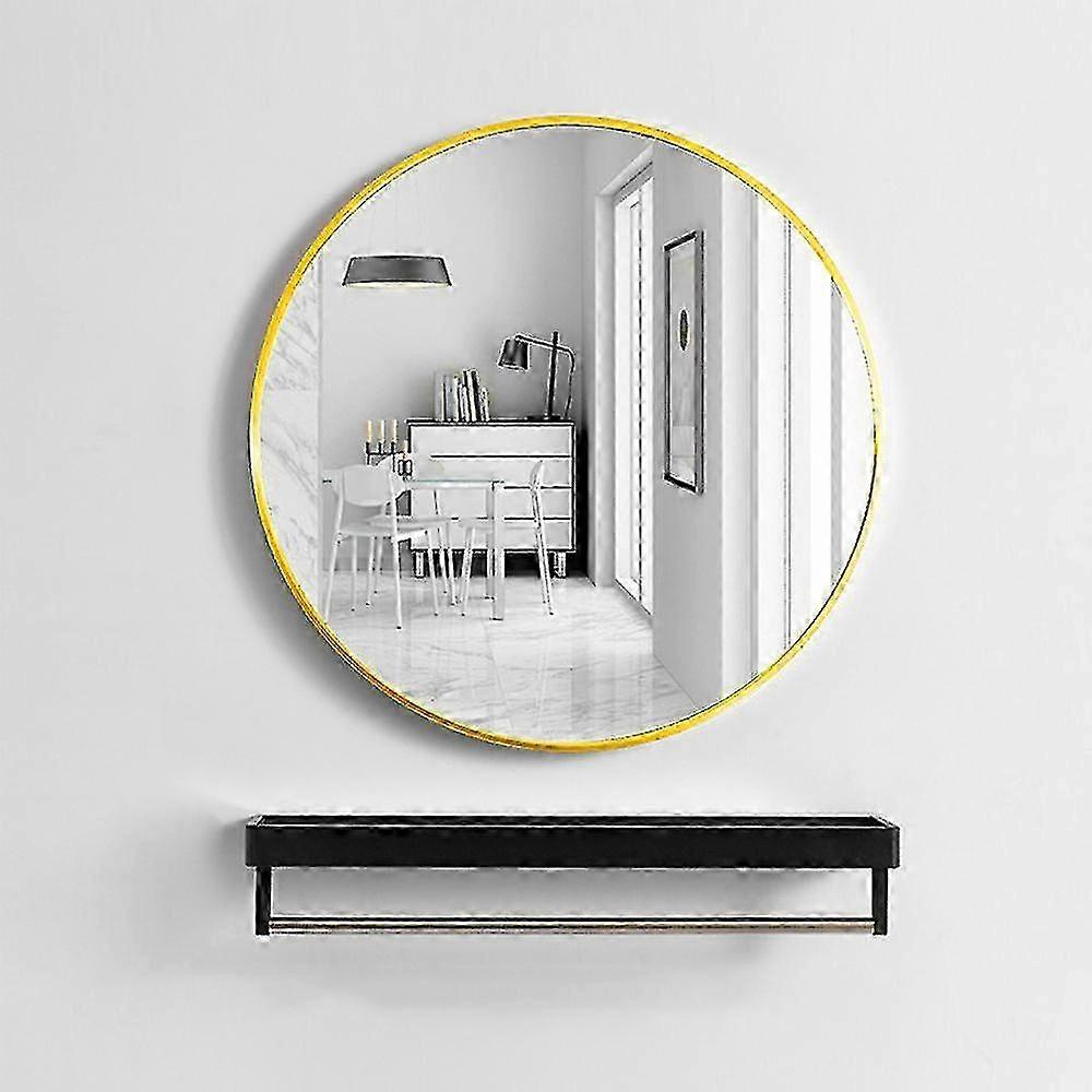 40cm Round Wall Mirror with Gold Frame for Entryway and Bathroom Use