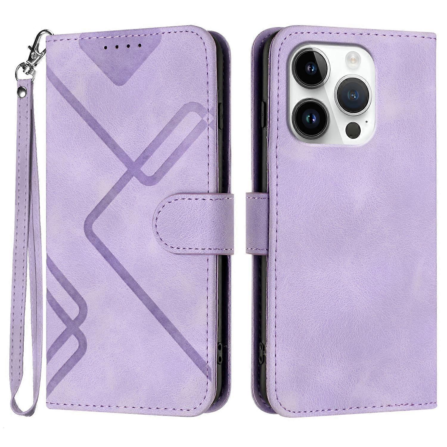 YX0040 For iPhone 16 Pro Leather Case Geometry Pattern Wallet Phone Cover