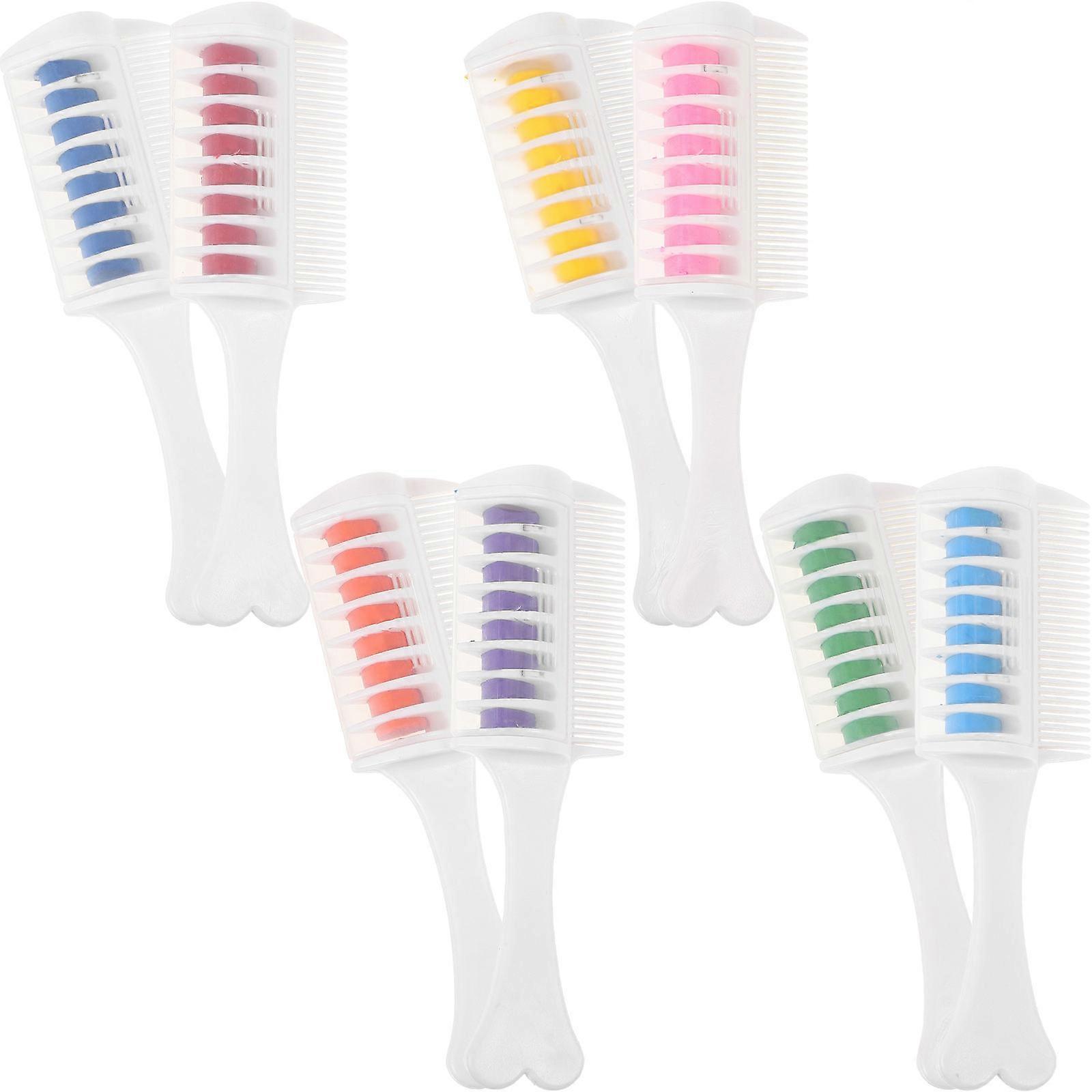 Bright Hair Comb Highlights Assorted Color 13.00X4.00X1.50CM Temporary Hair Color Accessory 8Pcs