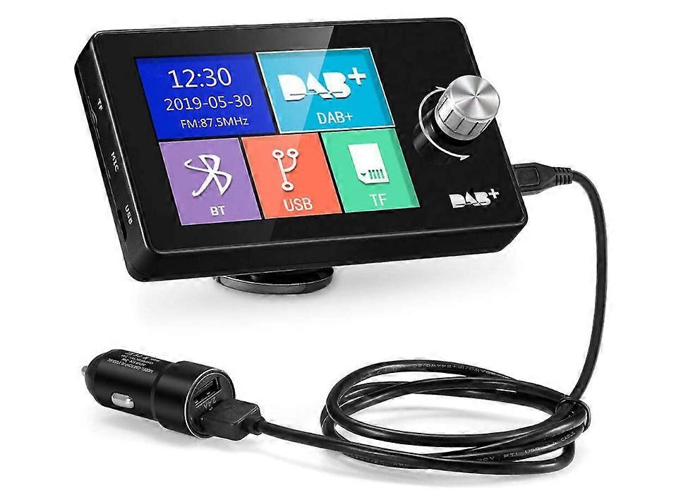 Car DAB/DAB+ Radio Adaptor, Portable DAB Digital Radio Bluetooth FM Transmitter Music Receiver+Card Play 64G+Unlimited Presets+Handsfree Call+AUX IN/O