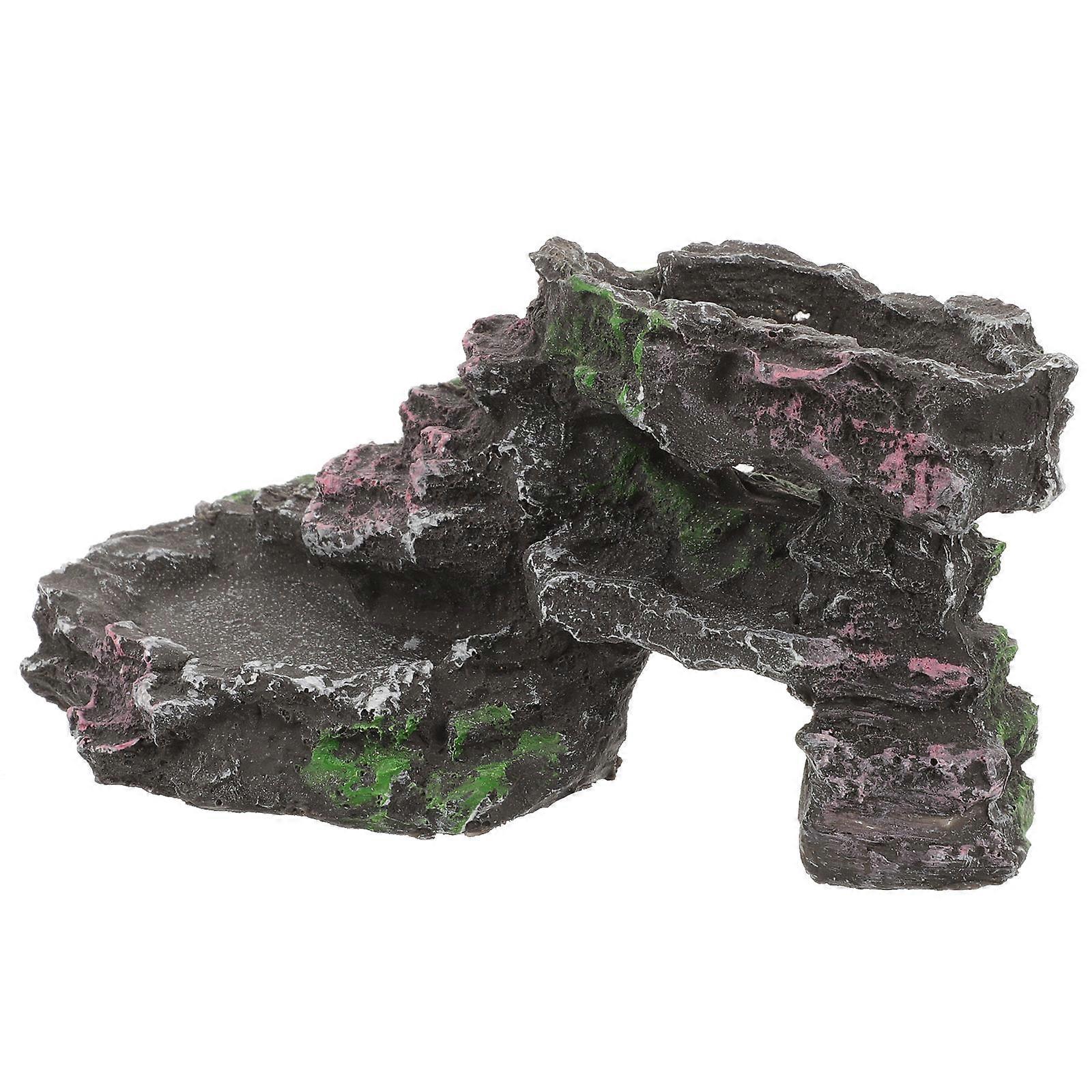 Turtle Habitat Accessories Basking Platform Reptile Tank Decoration Olive Green 6.7X4.7X3.0in 1Pack