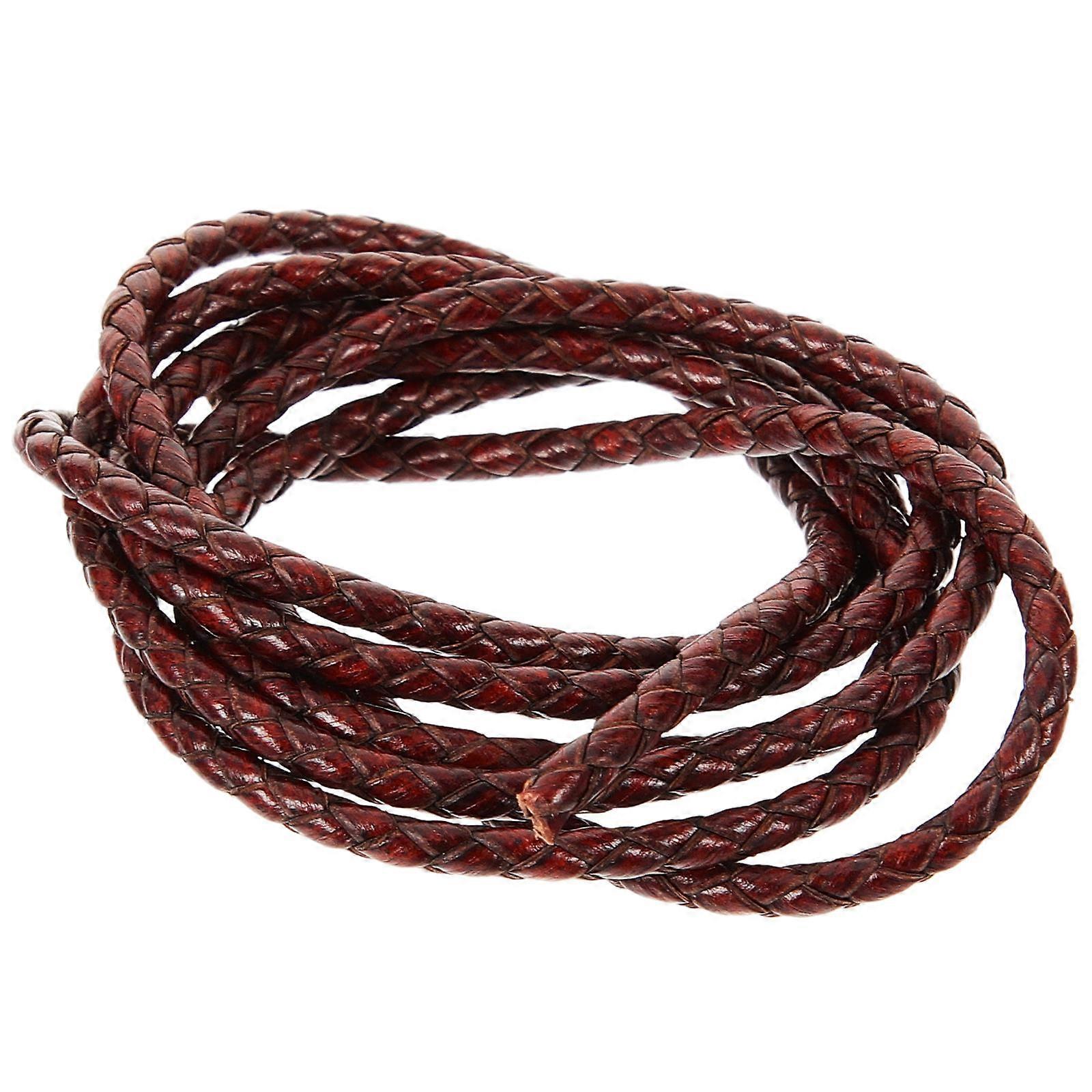 Macrame Cord Braided Pu Leather Diy Bracelet Jewelry Making Retro Style Coffee 100x0.3cm For Craft Projects 1Pack