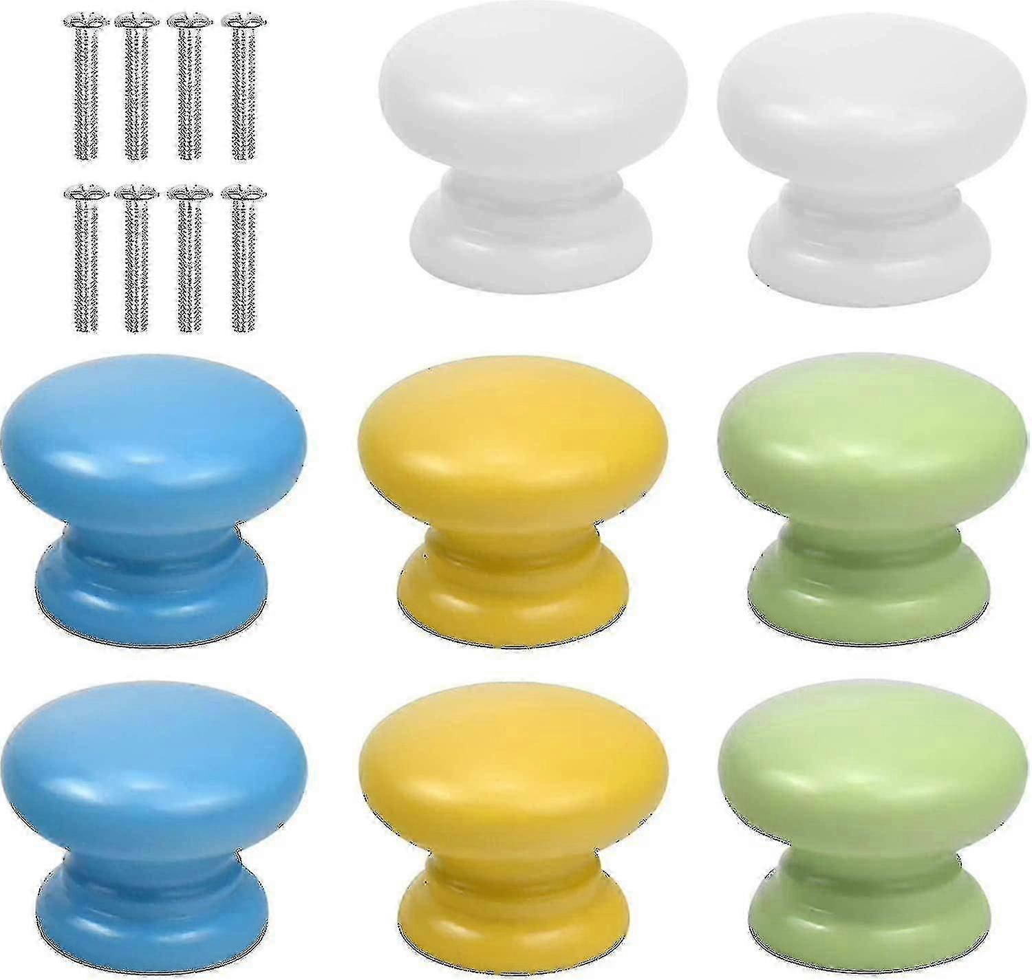 8 قطع مقابض أبواب مجلس الوزراء الملونة مع مسامير ، مقابض أبواب خشبية مستديرة ، مقابض خزانة 33 مم مقبض أثاث Knobsw-YGWL