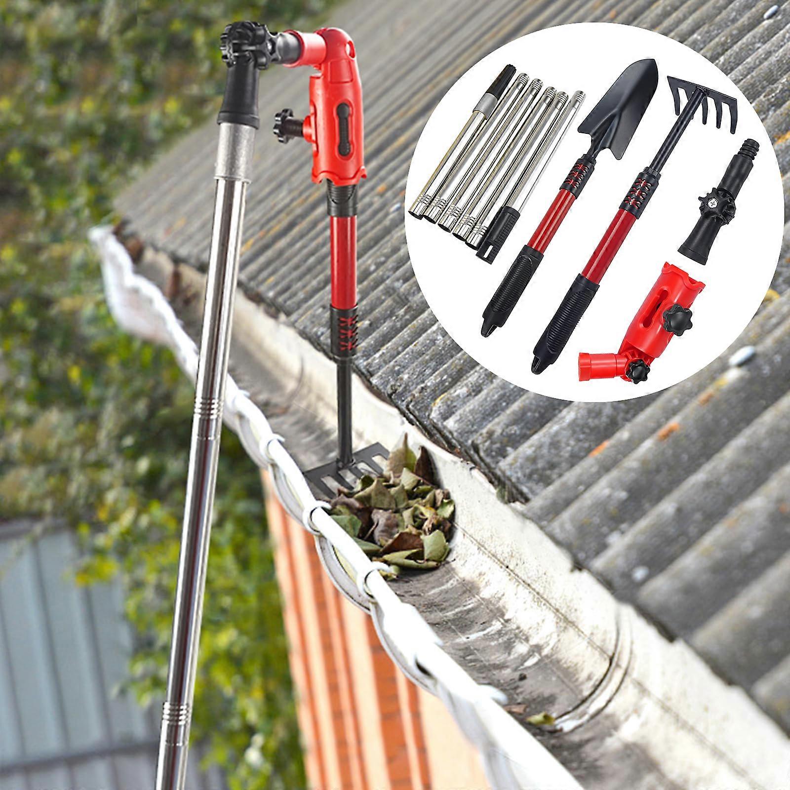 Multipurpose Gutter Cleaning System 2 Adjustable Adapters 5.57ft Telescopic  Poles Suitable for Roof and Ground