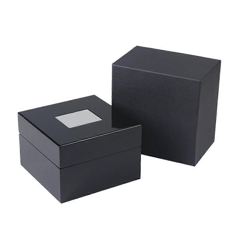 Black Wooden Watch Box with Varnish Finish – Portable Watch Holder and Organizer for Travel or Home Storage