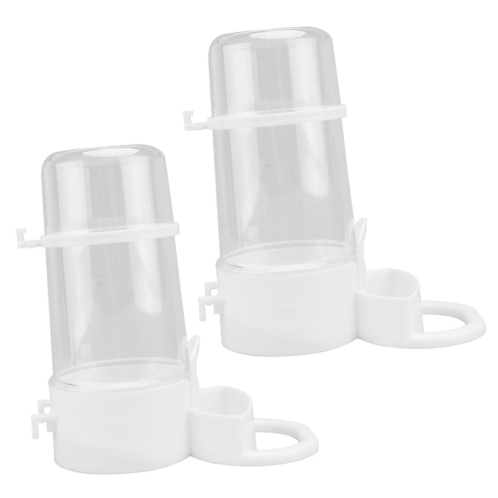 Vogelfütterer Vogelhäuschen 2 Stück Futterautomat für Hühner und Wildvögel Plastik Weiß Automatische Tränke für Haustiere