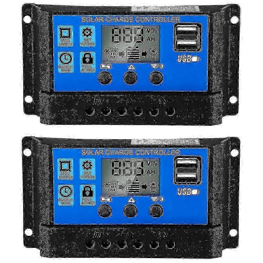 2 Pcs 30a Solar Battery Controller 12v/24v Solar Panel Charge Controller Ground Solar Panel Control