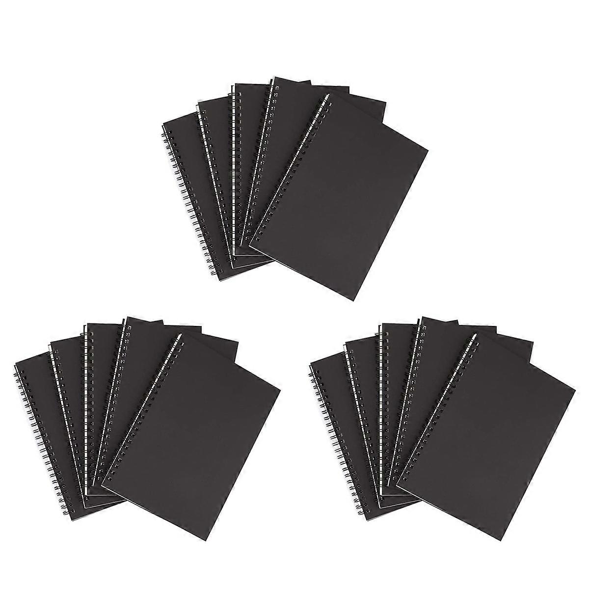 5Pc A5 Black Spiral Notebook Blank Unruled 50 Sheet 100 Unlined Pages