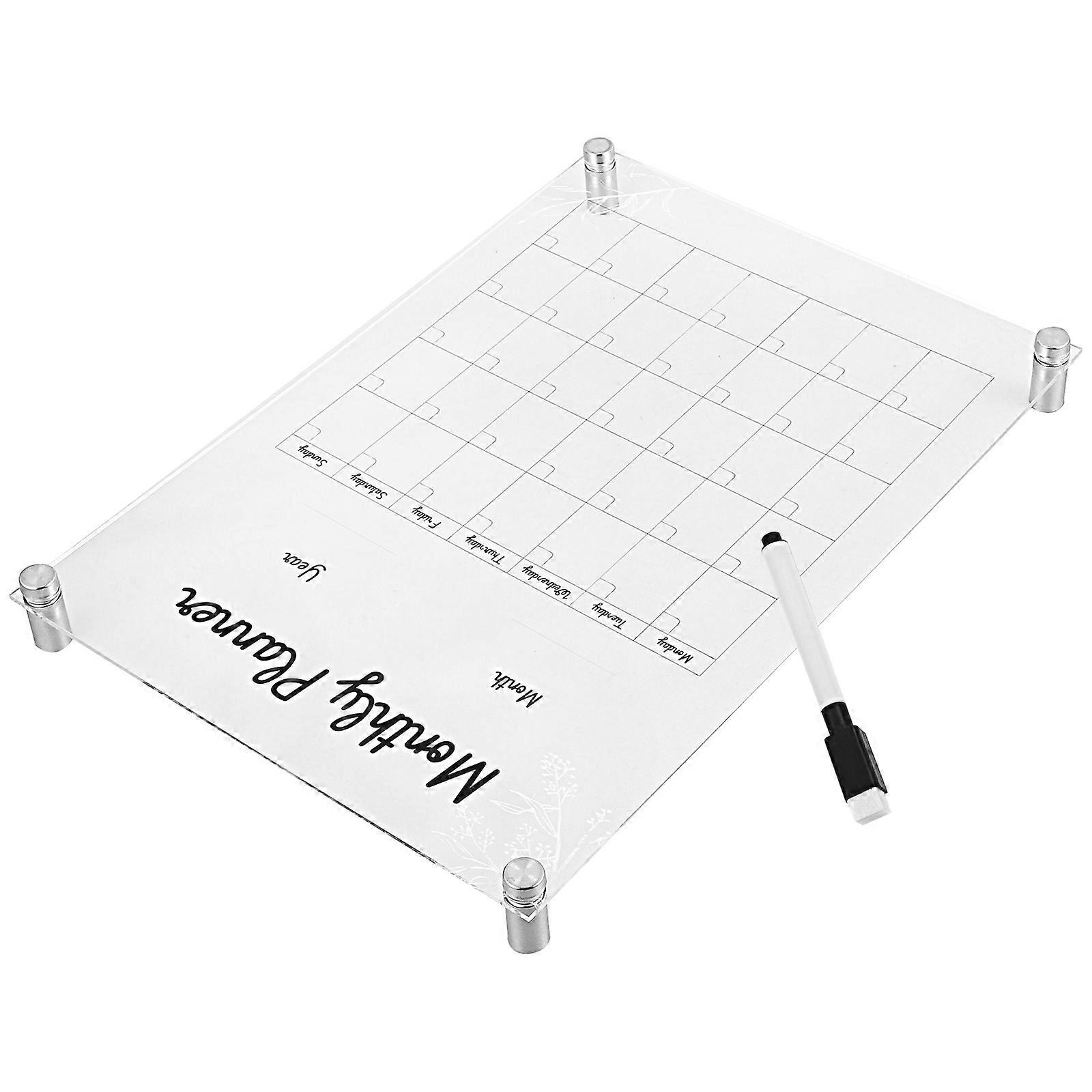 Acrylic Clear Erasable Memo Board Weekly Planning Board for Office Home with Push Pins and Marker for Notes and Reminders