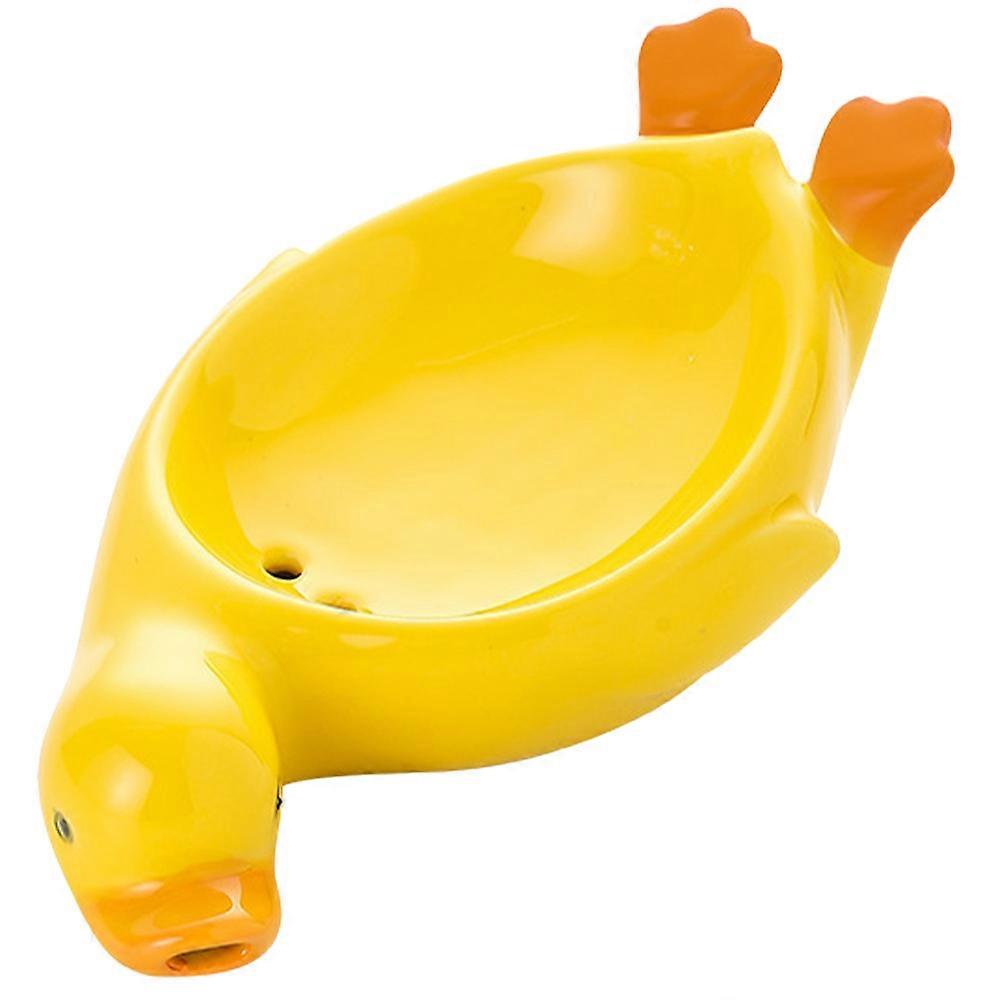 Ceramic Soap Tray Duck Shape Waterproof Storage Kitchen 1Pack