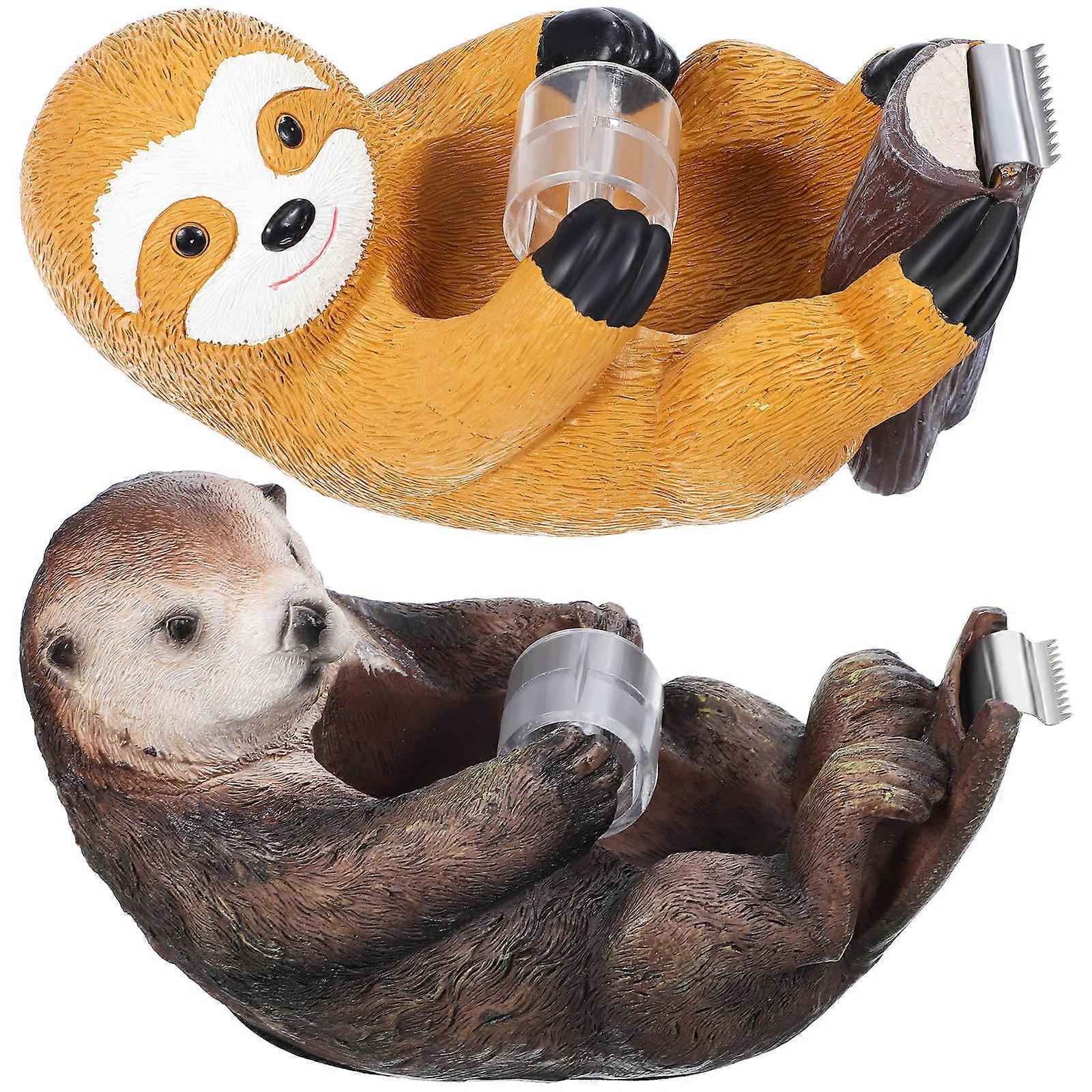 Sloth Tape Dispenser Office Use Assorted Color Resin Tape Organizer 2Pcs