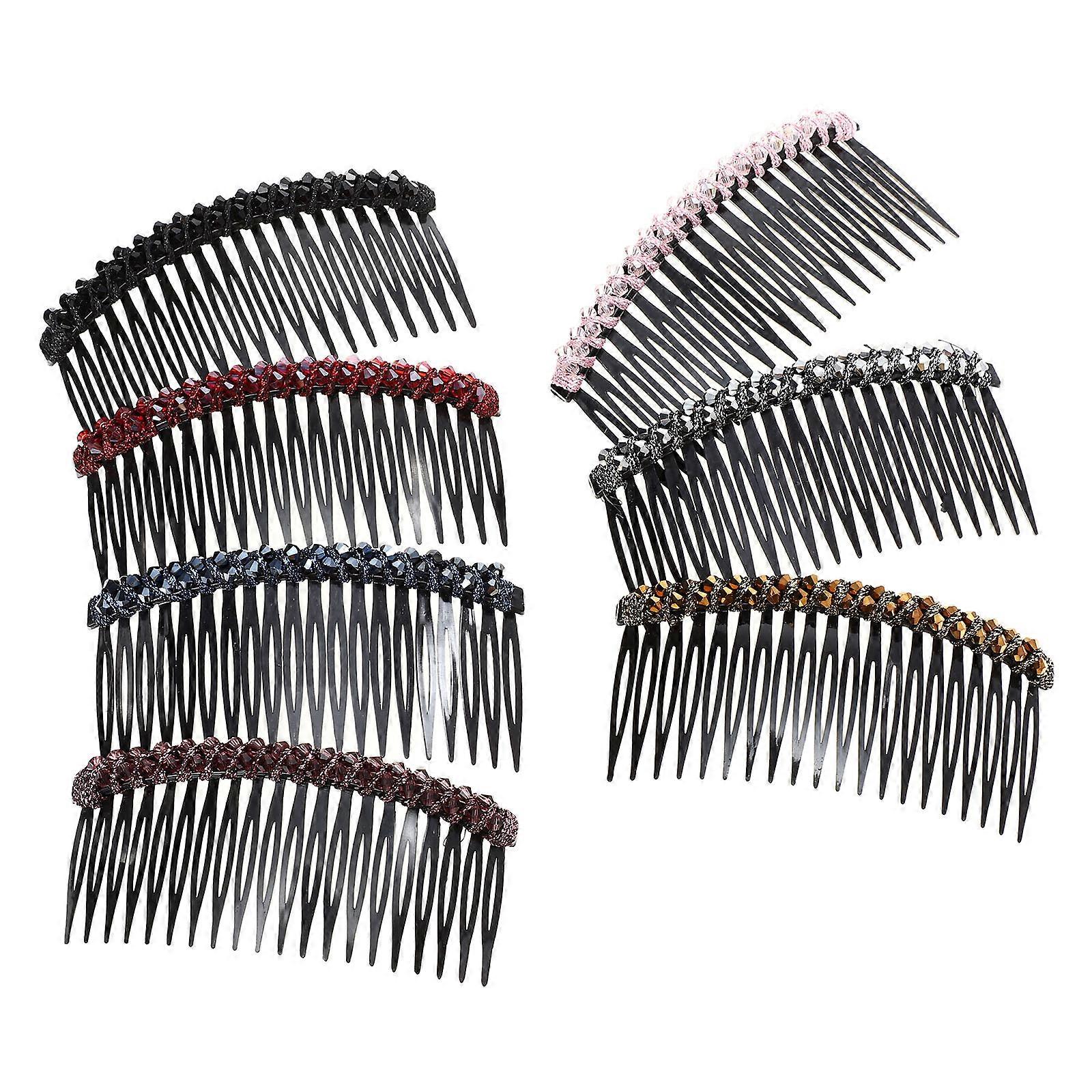קריסטל שיער Barrettes נשים ריינסטון קריסטל שיער צד מסרקים למסיבת ערב 7 יחידות