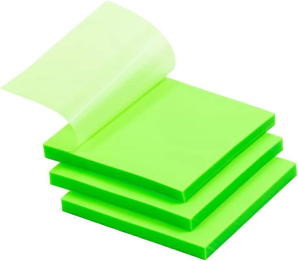 Transparent Sticky Notes - Waterproof Memo Pad - 3 x 3 - Green - 300 Sheets/Pack