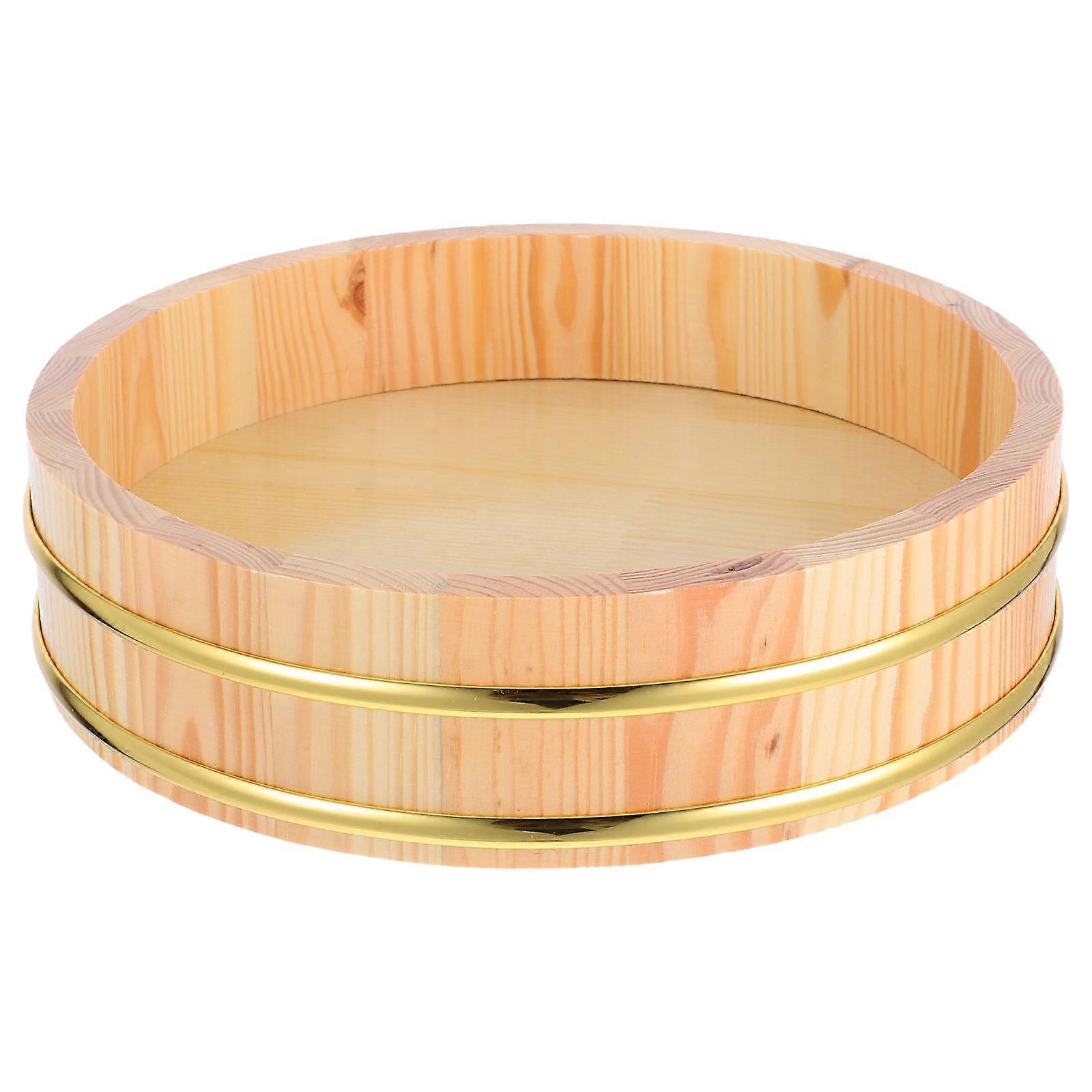 木製寿司ライスミキシングタブ26cm伝統的な日本のハンギリオケボウルレストランのご飯の準備1セット