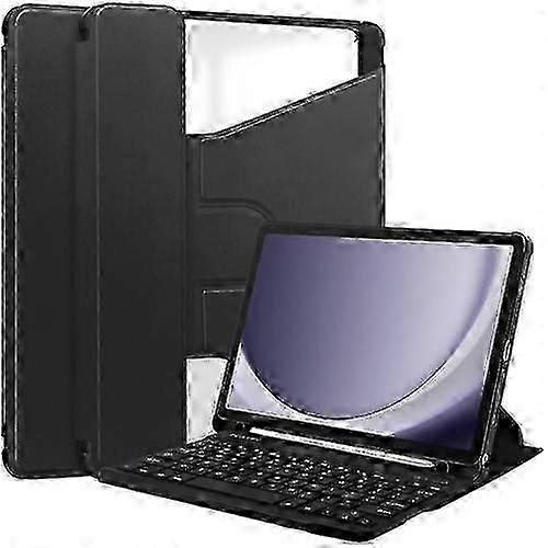 Für Samsung Galaxy Tab A9+ 360 Rotation Transparente Smart Lederhülle mit Tastatur