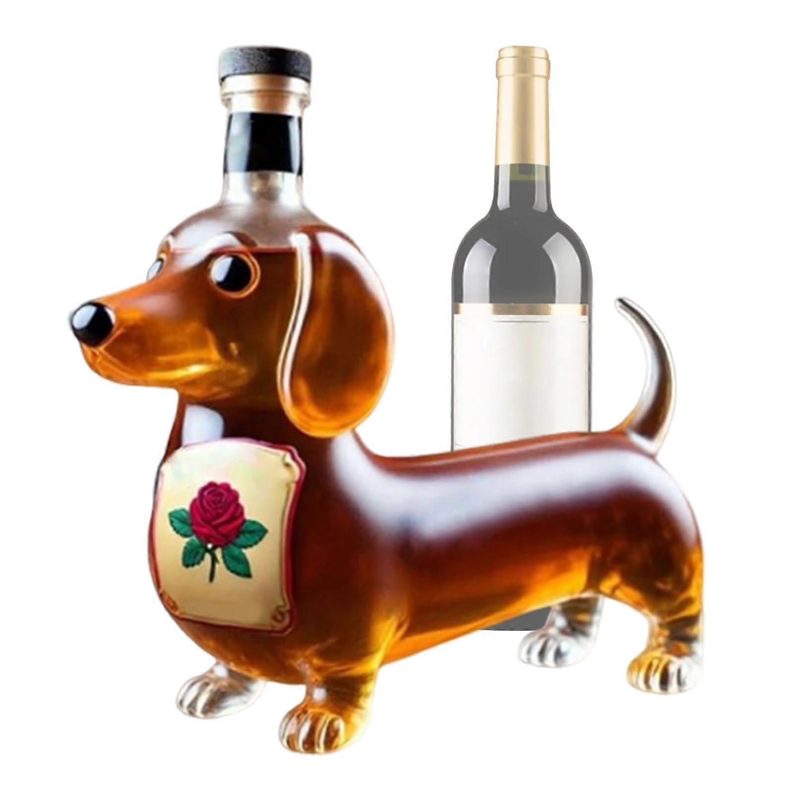 Liquor Bottles, Dachshund-Shaped Empty Schnapps Bottle, Decorative Animal Statue Wine Container, Transparent Decanter