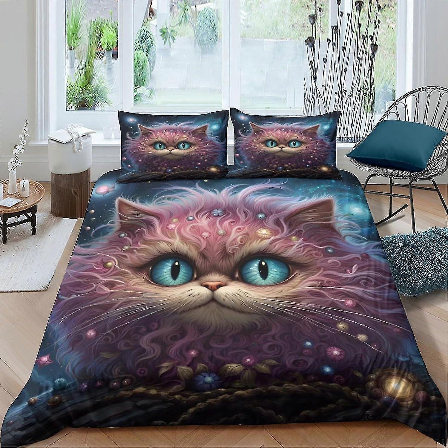 Conjuntos de capa de edredom de bola de cabelo cósmico - Conjunto de cama de capa de edredão 3D para crianças Meninos e meninas Conjunto de 3 peças com fecho de zíper Material macio