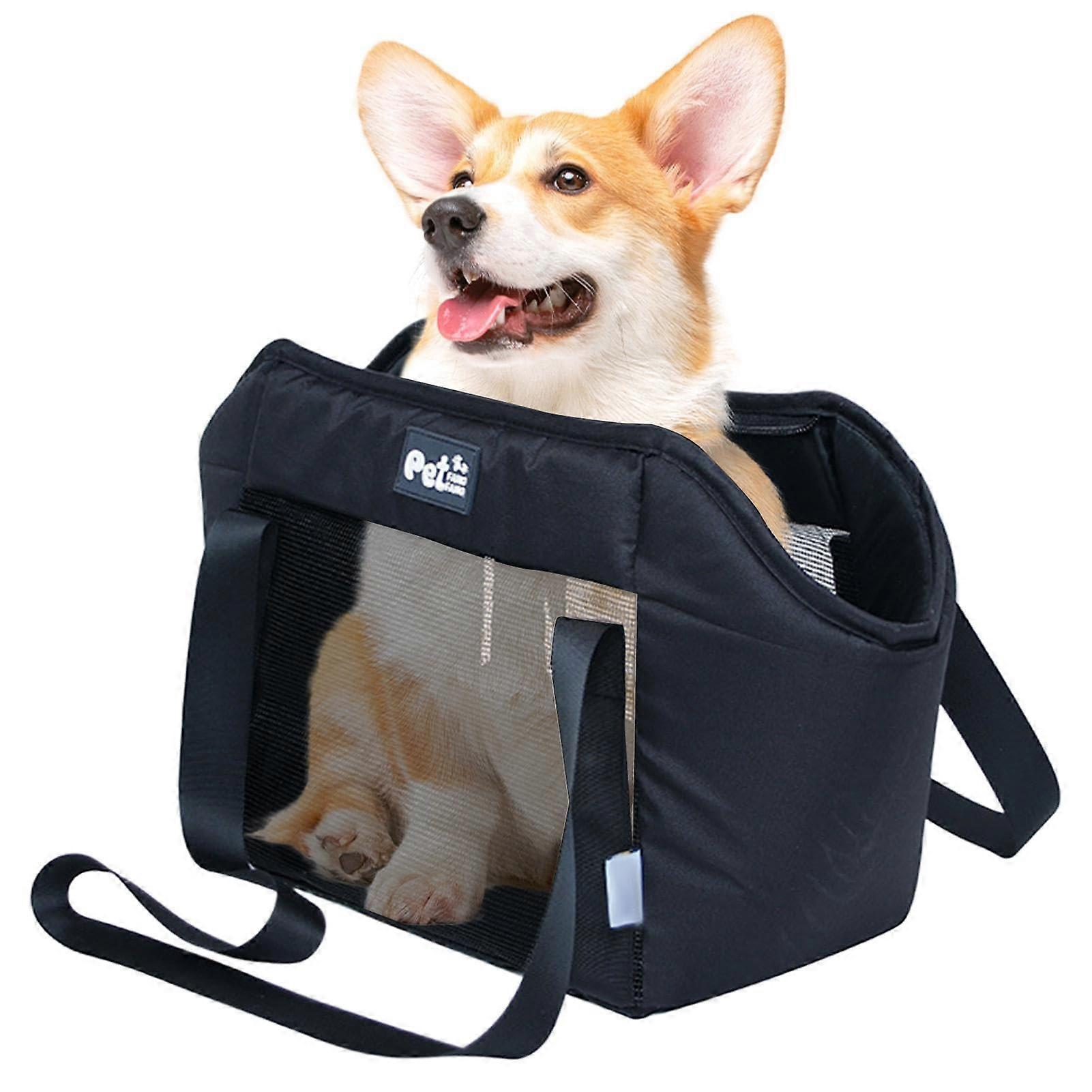 Portable dog carrier bag with pocket – Pet carrier with detachable strap, black L 48 x W 27 x H 4 cm