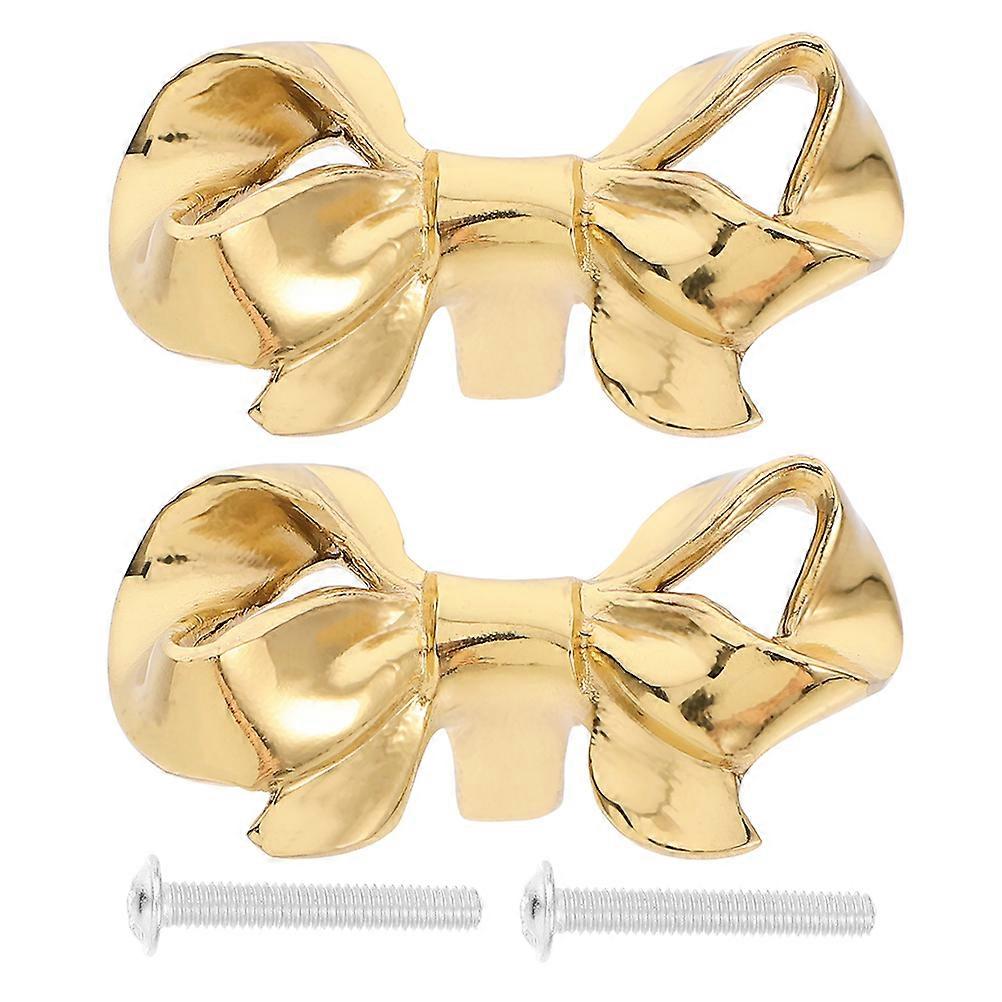 Gold Bow Cabinet Handles Vintage Brass Drawer Pulls Elegant Bow Shape Knobs for Kitchen Cabinets Wardrobes Candy Boxes