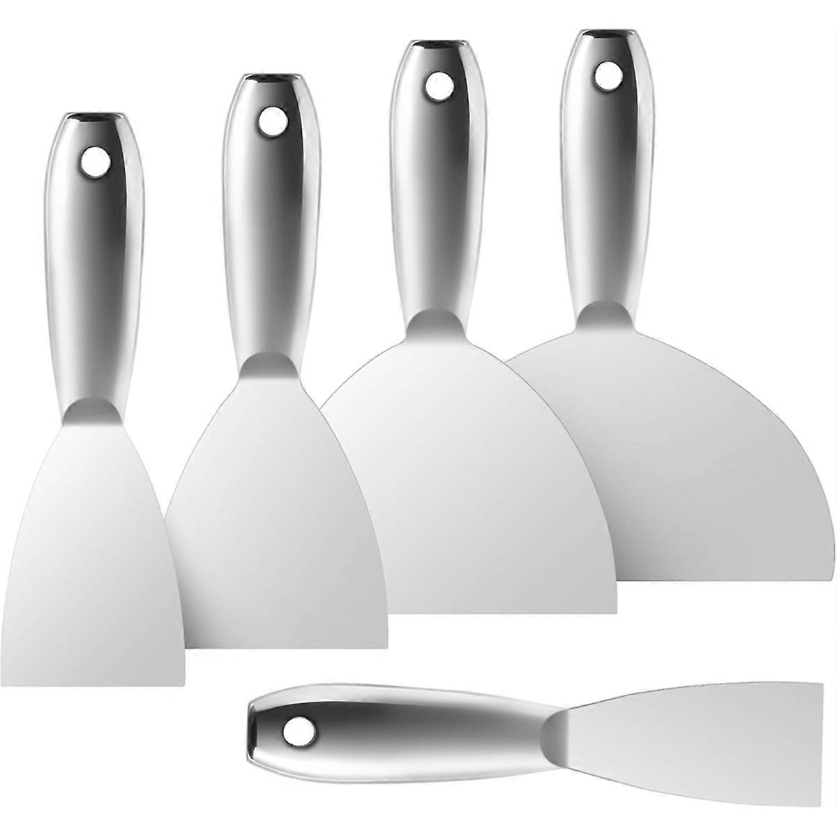 5Pcs Putty Knife Set, 2in 3in 4in 6in 8in Stainless Steel Scraper Spackle Knife, Wallpaper Scraper P