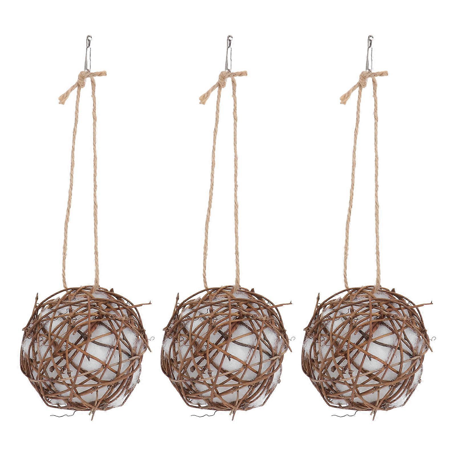 Brown Synthetic Hummingbird Nest with Nesting Material for Wild Birds Use in Backyard Garden 3PCS