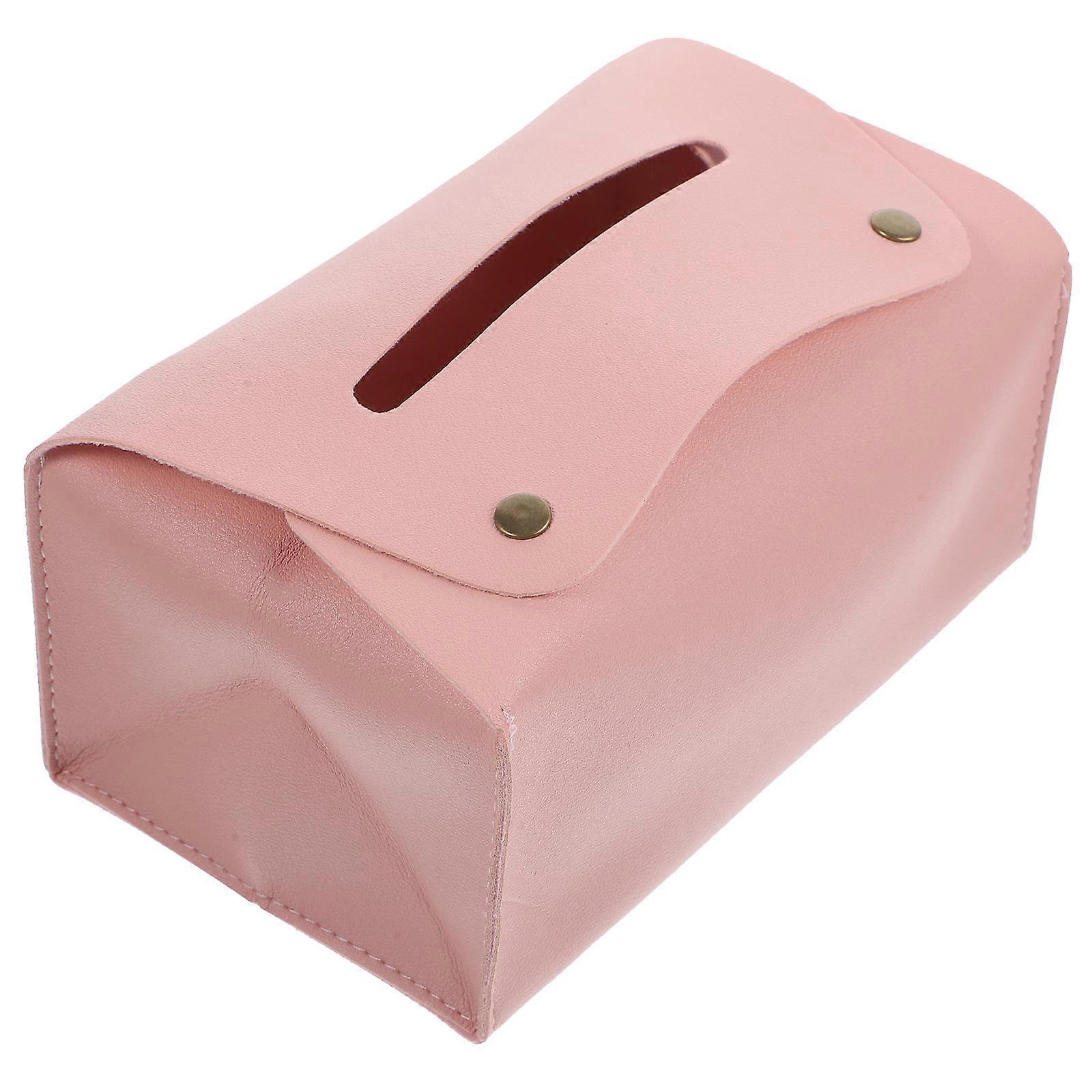 Car Tissue Dispenser Napkin Holder Pink Rectangular Minimalist Modern For Dining Table Accessory 1Pack