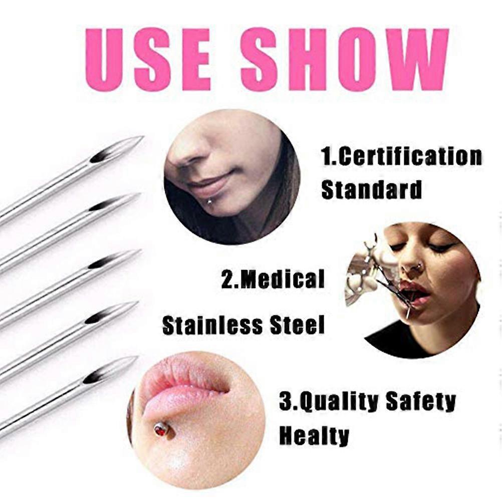100pcs Piercing Needles Sterile Disposable Body Piercing Needles For Ear Nose Navel Nipple