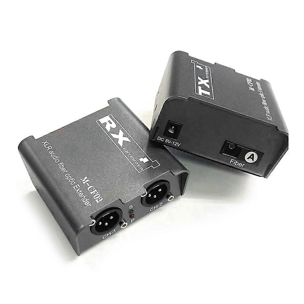 2 Way Audio Fiber Optical Extender XLR Audio Transceiver Receiver Set Balanced Audio Fiber Extender 20Km Range UK Plug