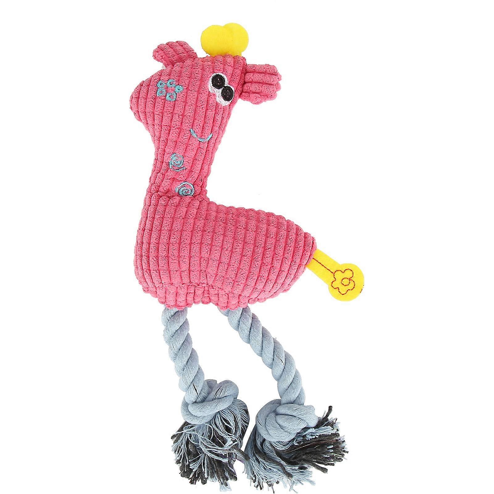 Squeaky Puppy Chew Toy - Plush Deer Shape for Small/Medium Dogs, Teeth Care, Oral Health, Rose Red Color