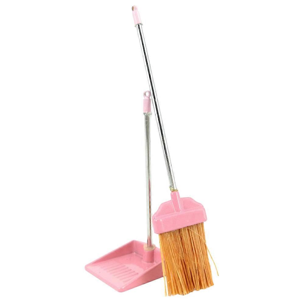 Miniature Brooms and Dustpan Doll House Cleaning Tools Pink Mini Model Decoration Halloween Themed 1 Set