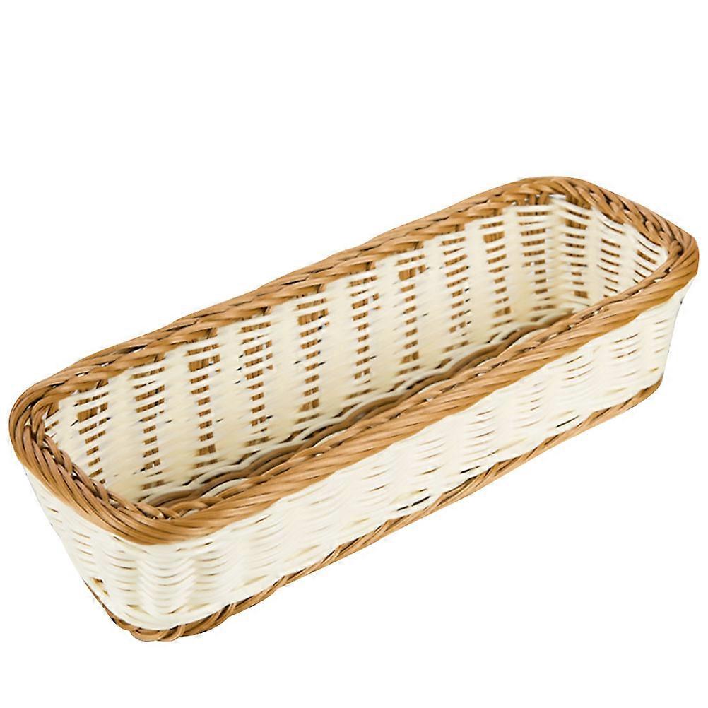 Bread Basket Imitation Rattan Woven Baskets Rectangular Shape Kitchen 30x11x7cm Storage 1Pack