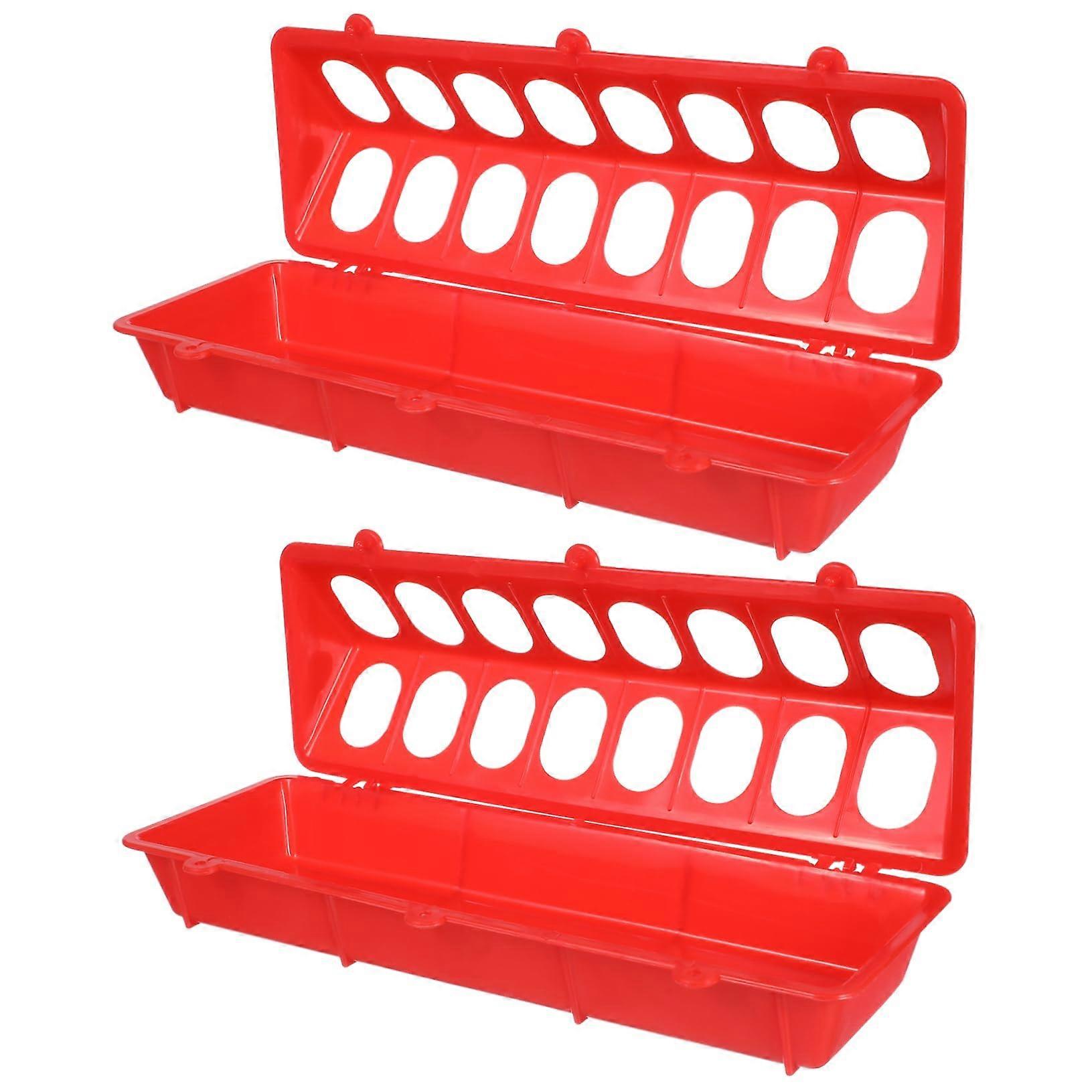 2 pieces of pigeon feeder made of sturdy spillproof feed box for bird cages, suitable for small birds like pigeons and parrots, red