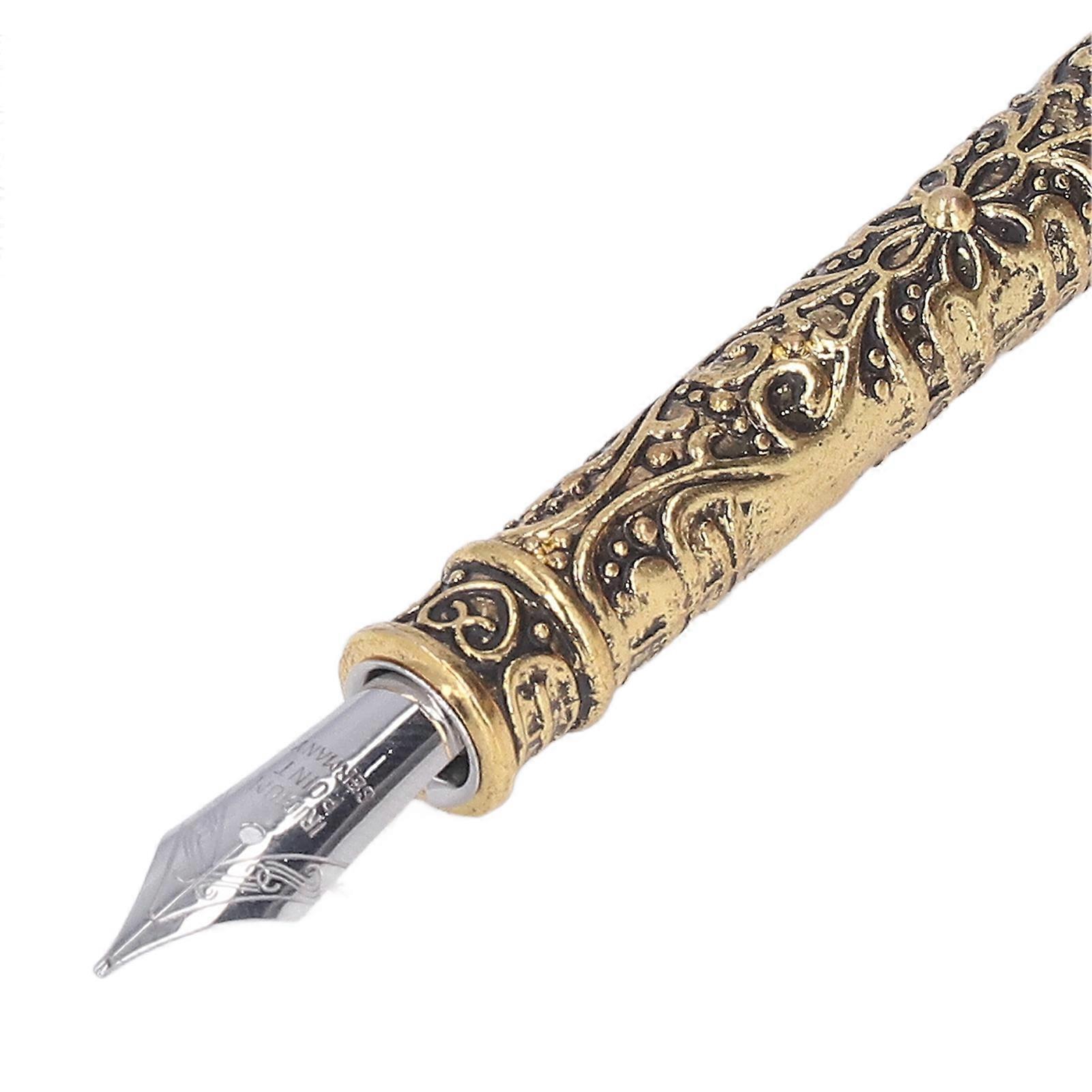 Quill Pen Zinc Alloy High Smoothness Elegant Colors European Retro Style Feather Pen for Writing Drawing Gray