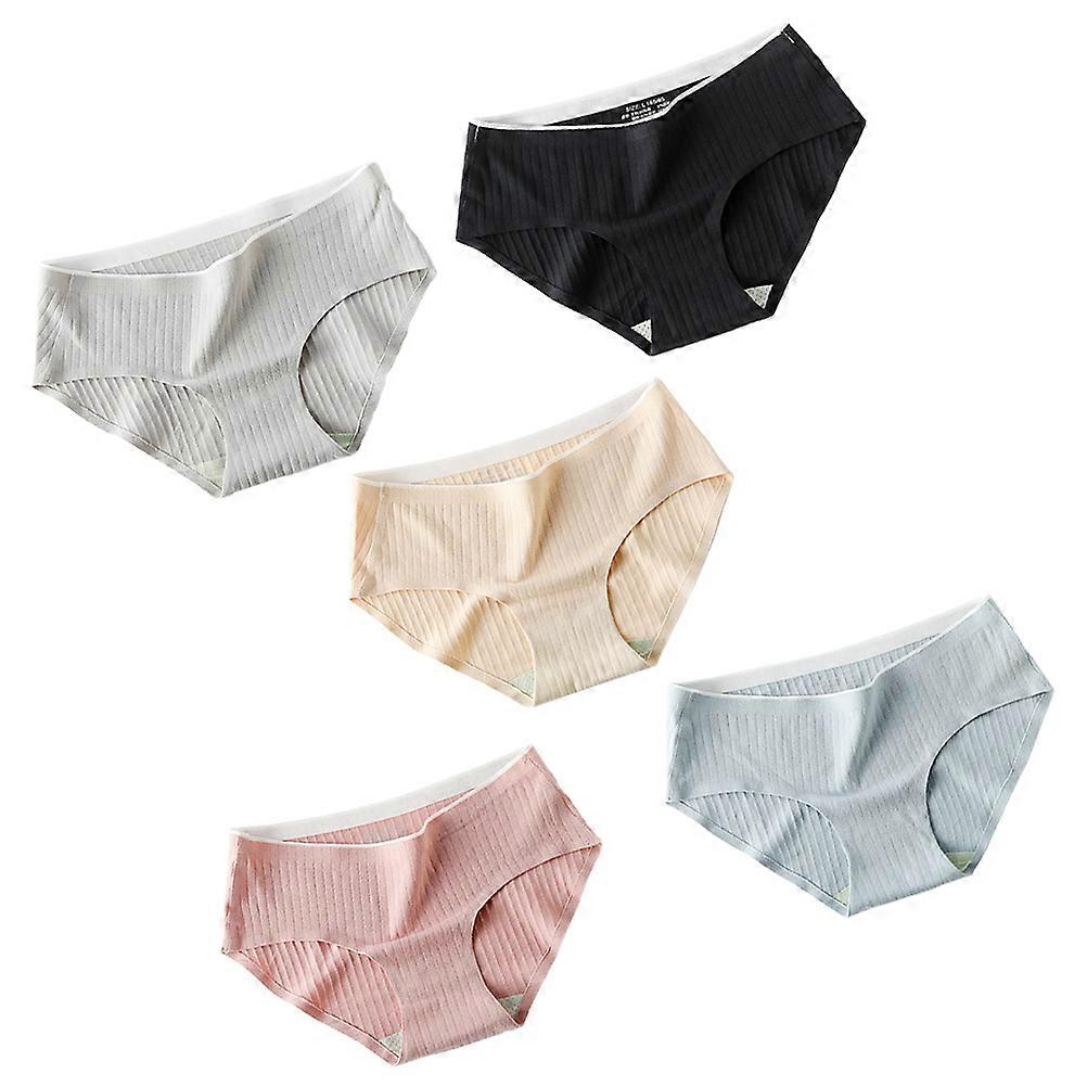 Women Seamless Panties Made of Cotton for Comfortable Summer Wear with Assorted Colors and Midwaist Design 5 Pieces