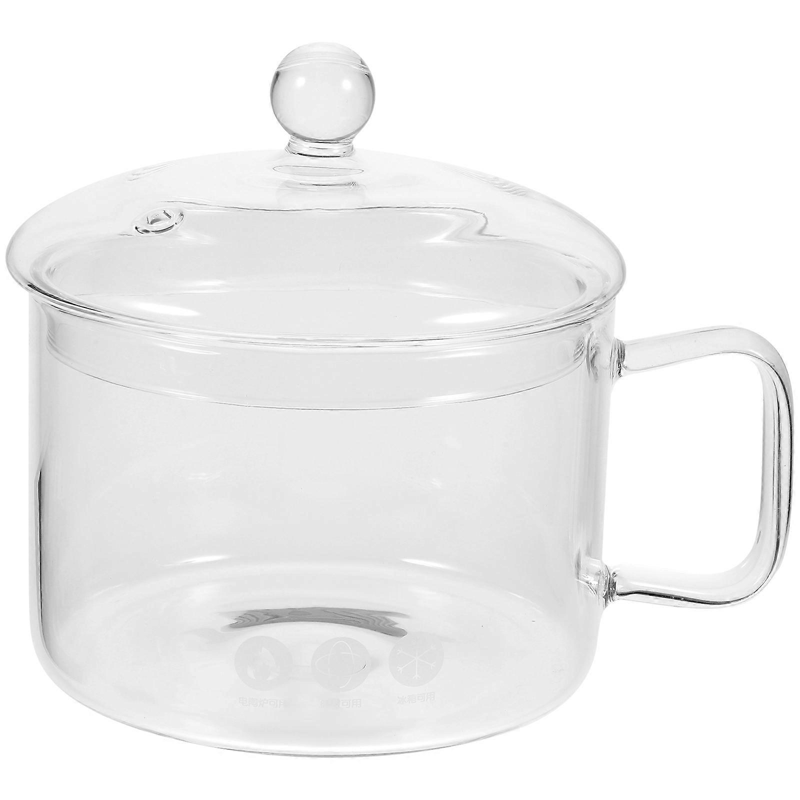 Transparent Glass Cooking Pot with Lid for Home Use Ergonomic Design Perfect for Instant Noodles 7.5 Inch