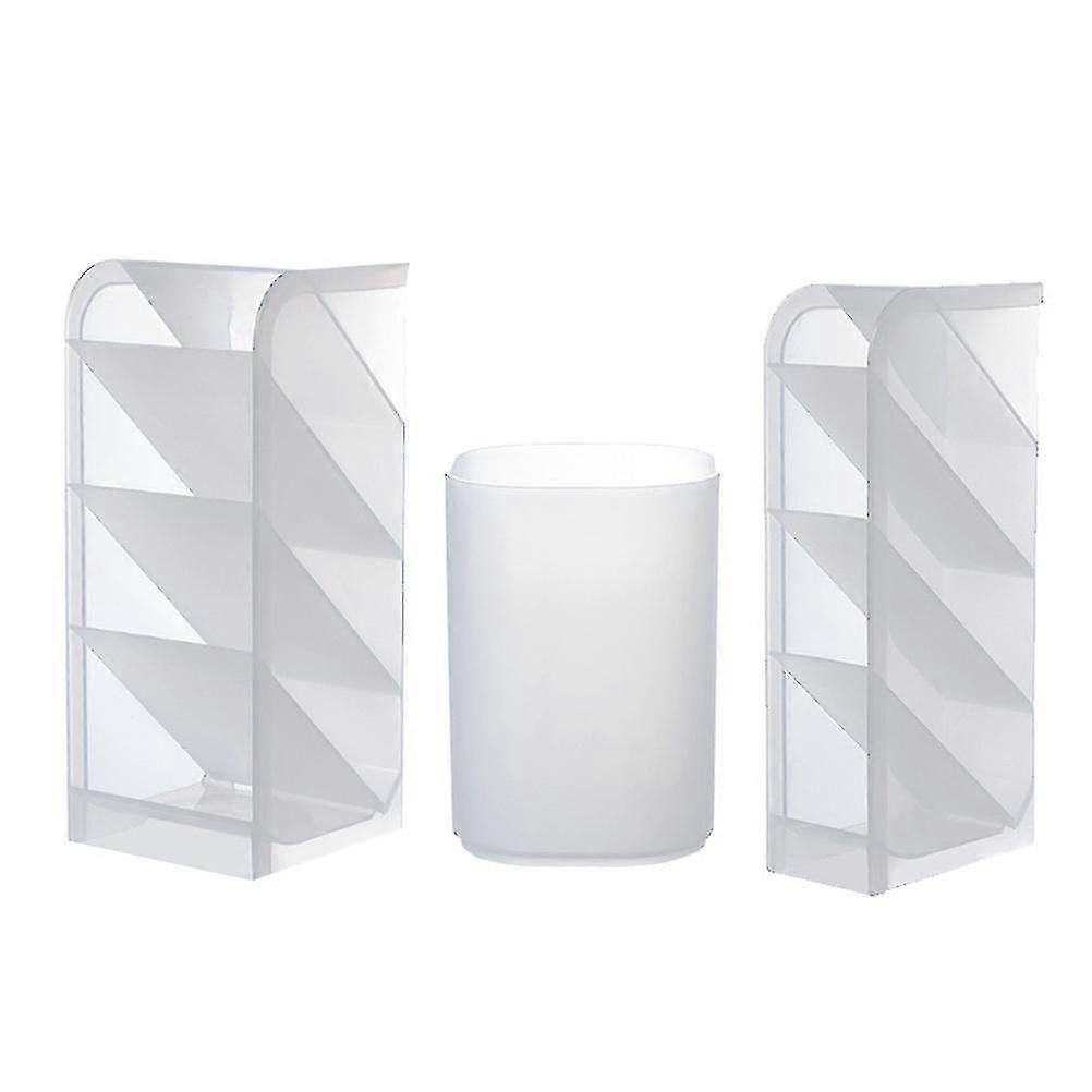 Practical 3-Piece Transparent Stationery Organisers for Office Use