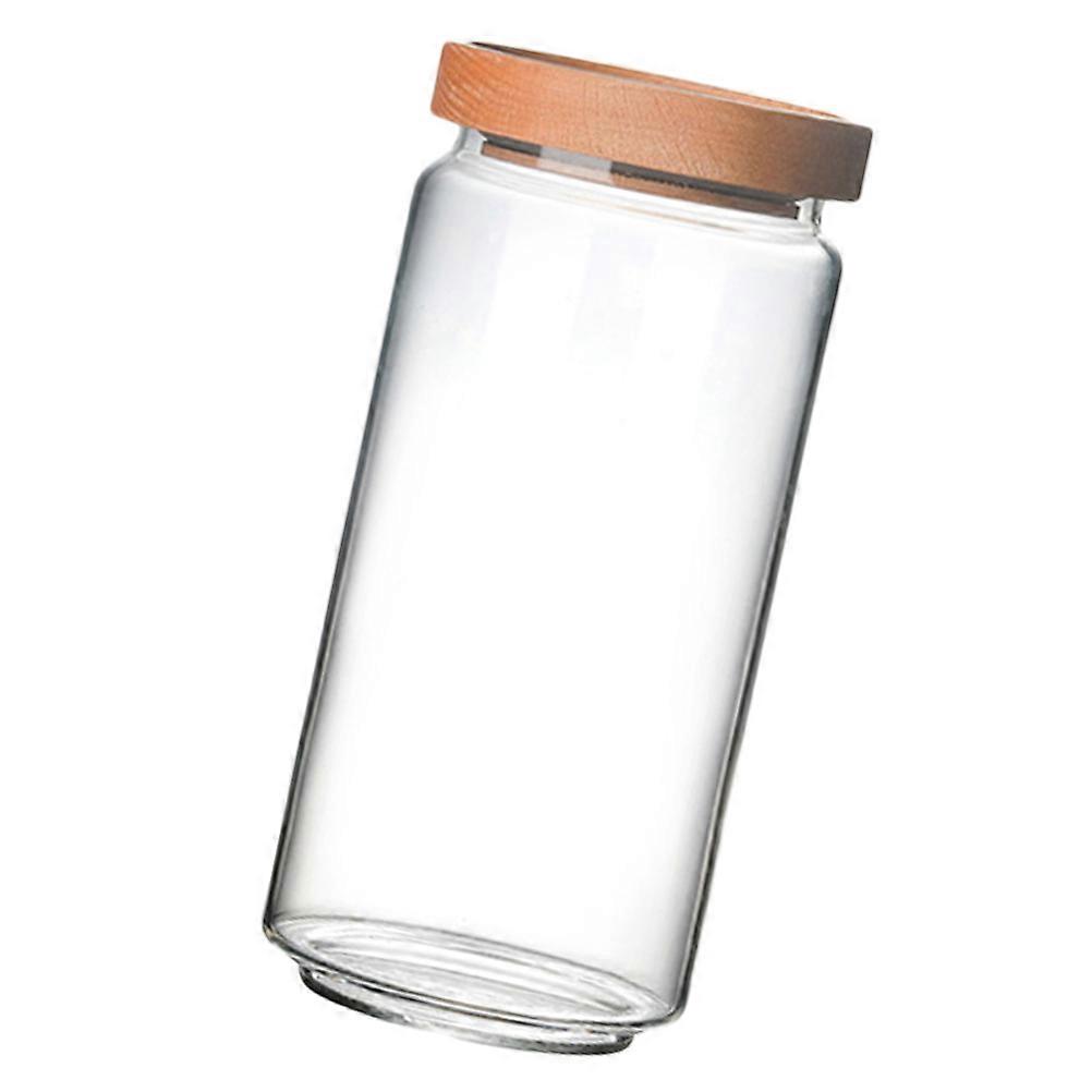 Kitchen Canisters For Countertop Glass Sealed Can Food Storage Tank Beech Lid Design Home Use 9x9x19cm Sealed Storage 1Pcs